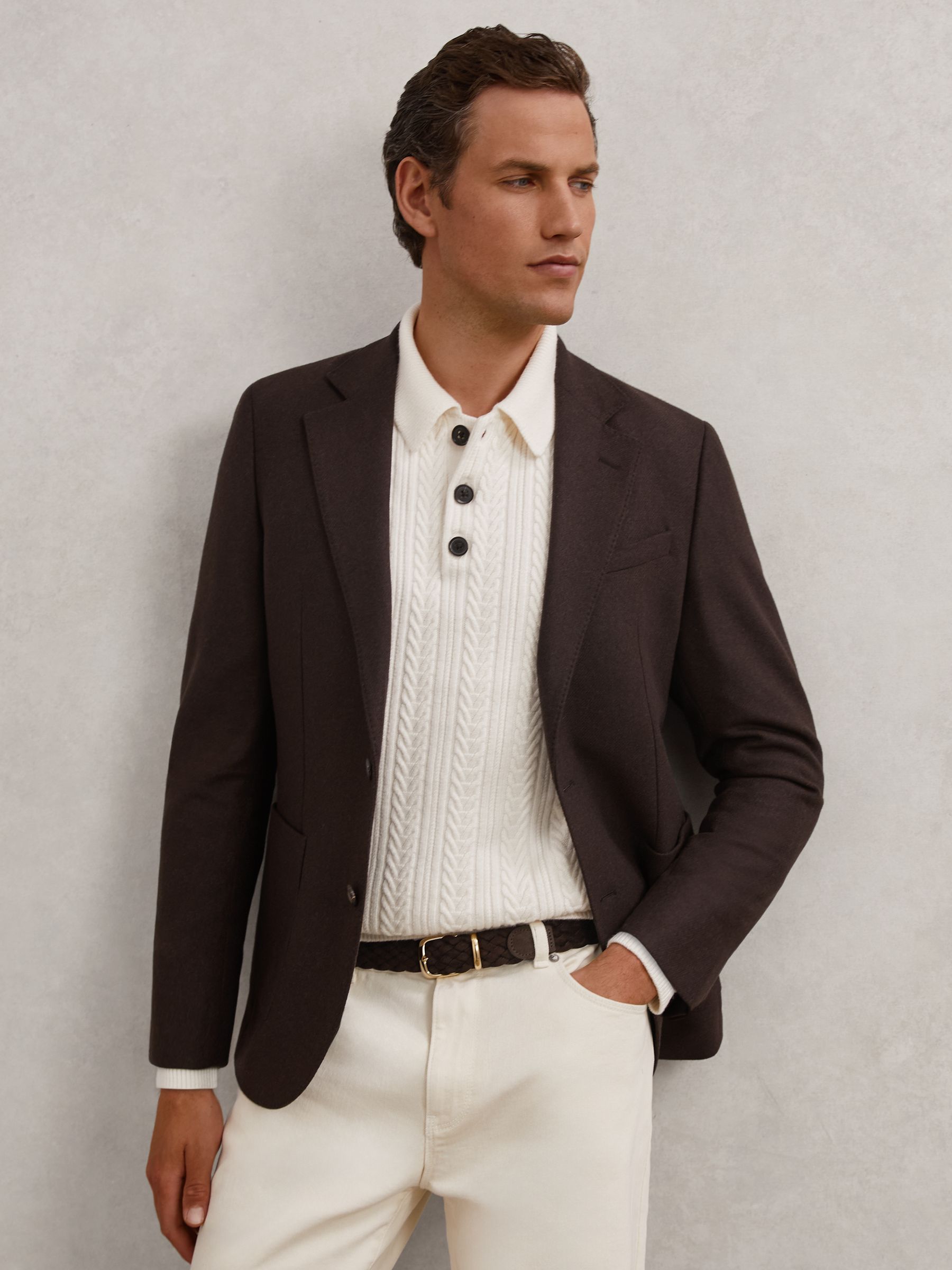 Suede Woven Belt in Dark Brown