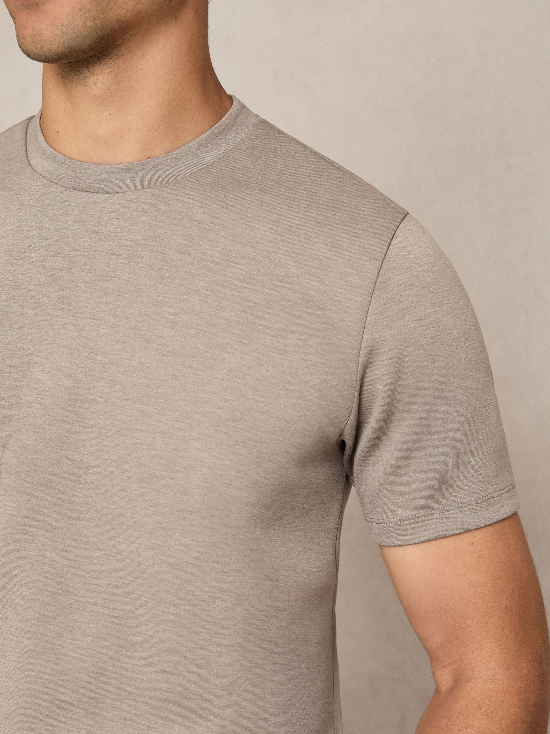 Premium Interlock Crew-Neck T-Shirt in Taupe