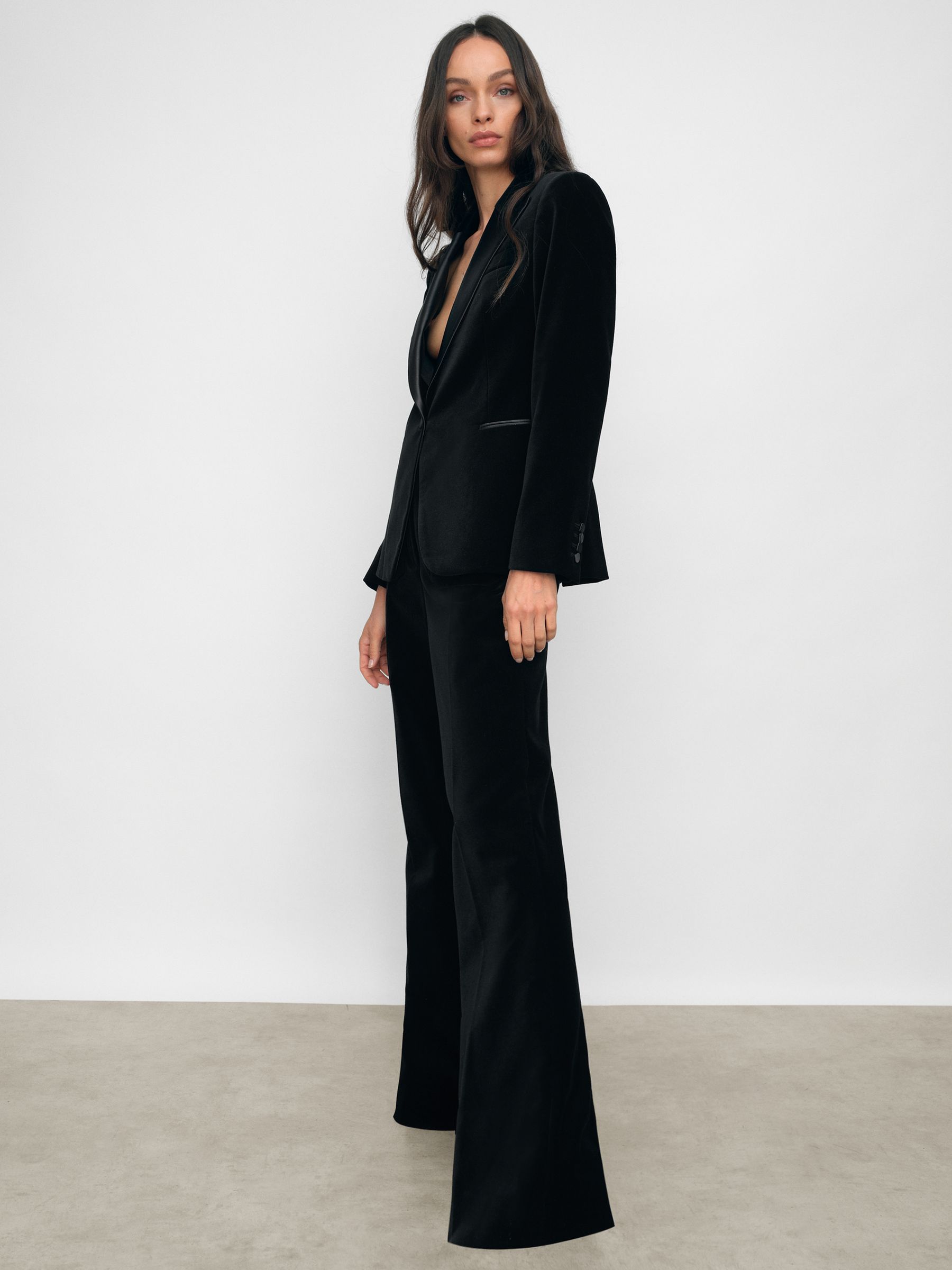 Velvet Flared Trousers in Black