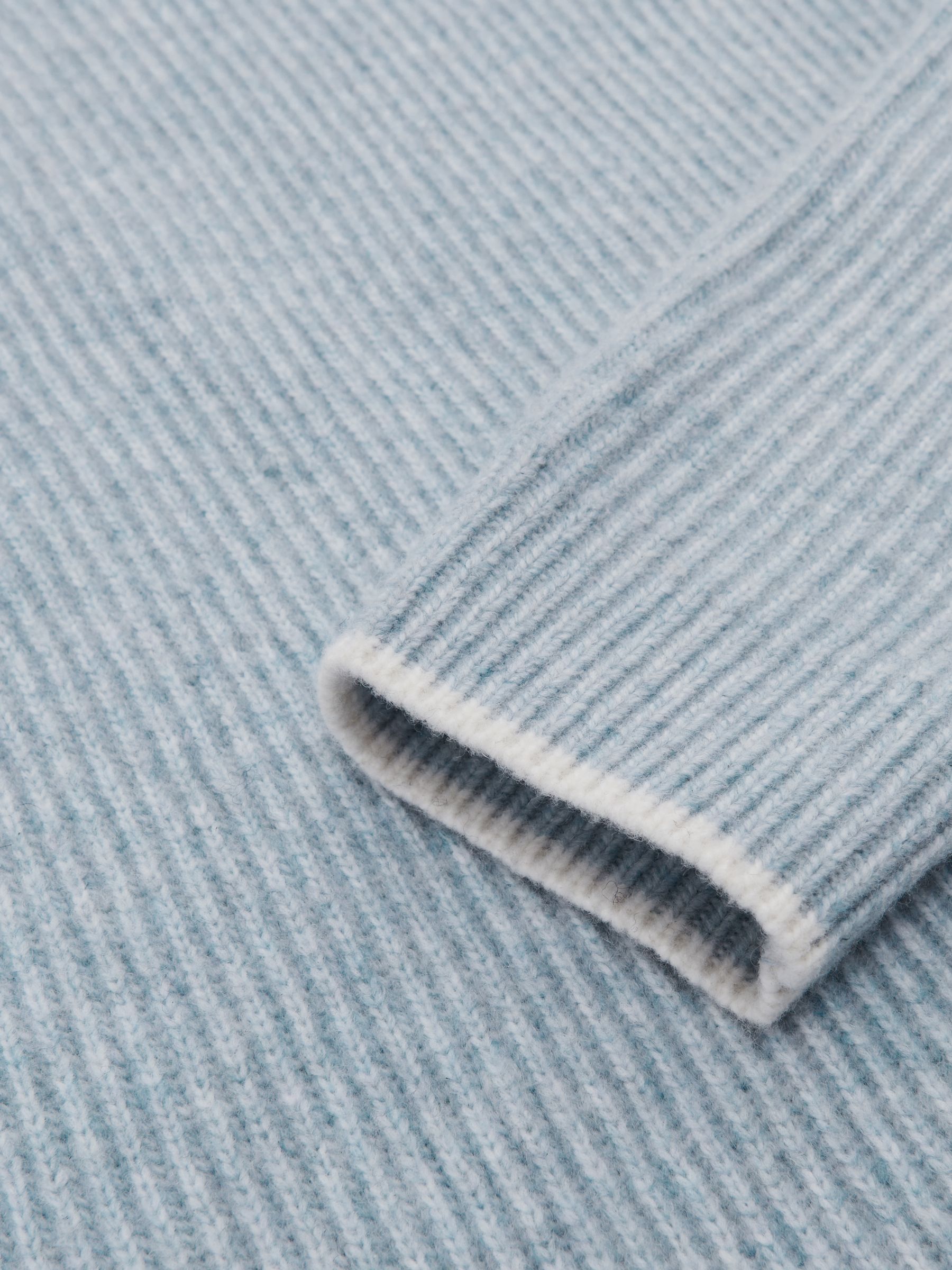 Brushed Rib-Knit Crew-Neck Jumper with Wool in Soft Blue