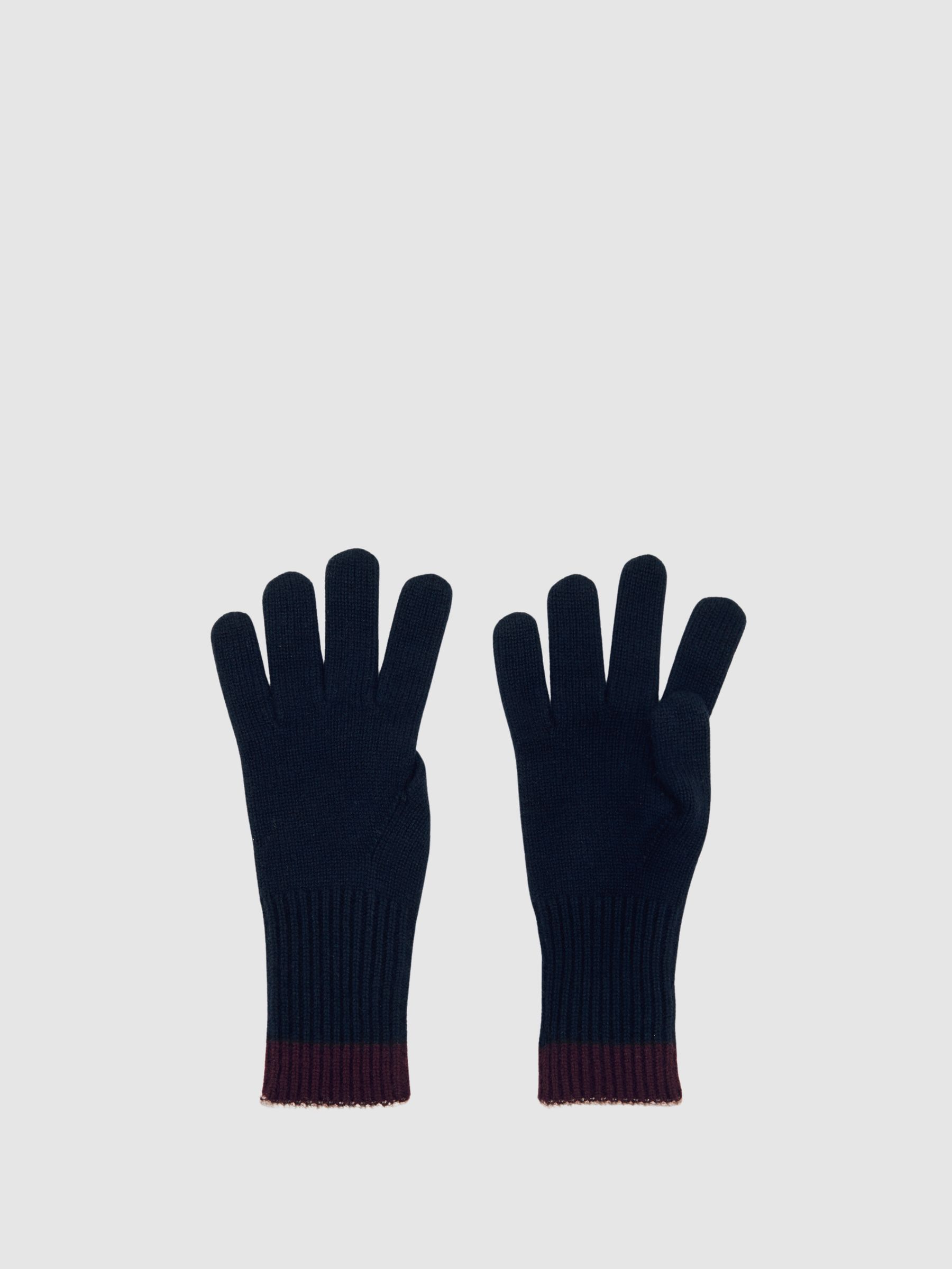 Wool-Blend Tipped Gloves With Cashmere in Navy