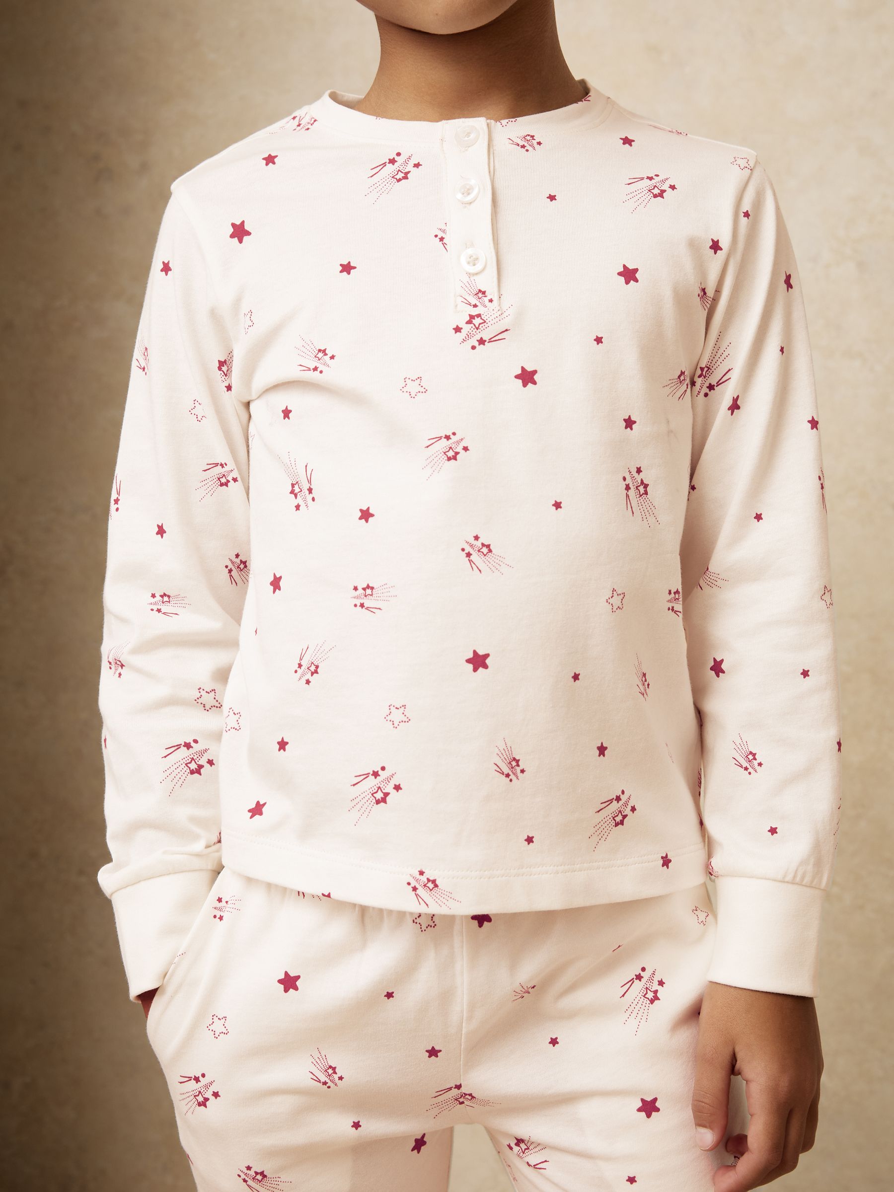 13-14 yrs Cotton-Jersey Star-Print Pyjama Set in Ivory