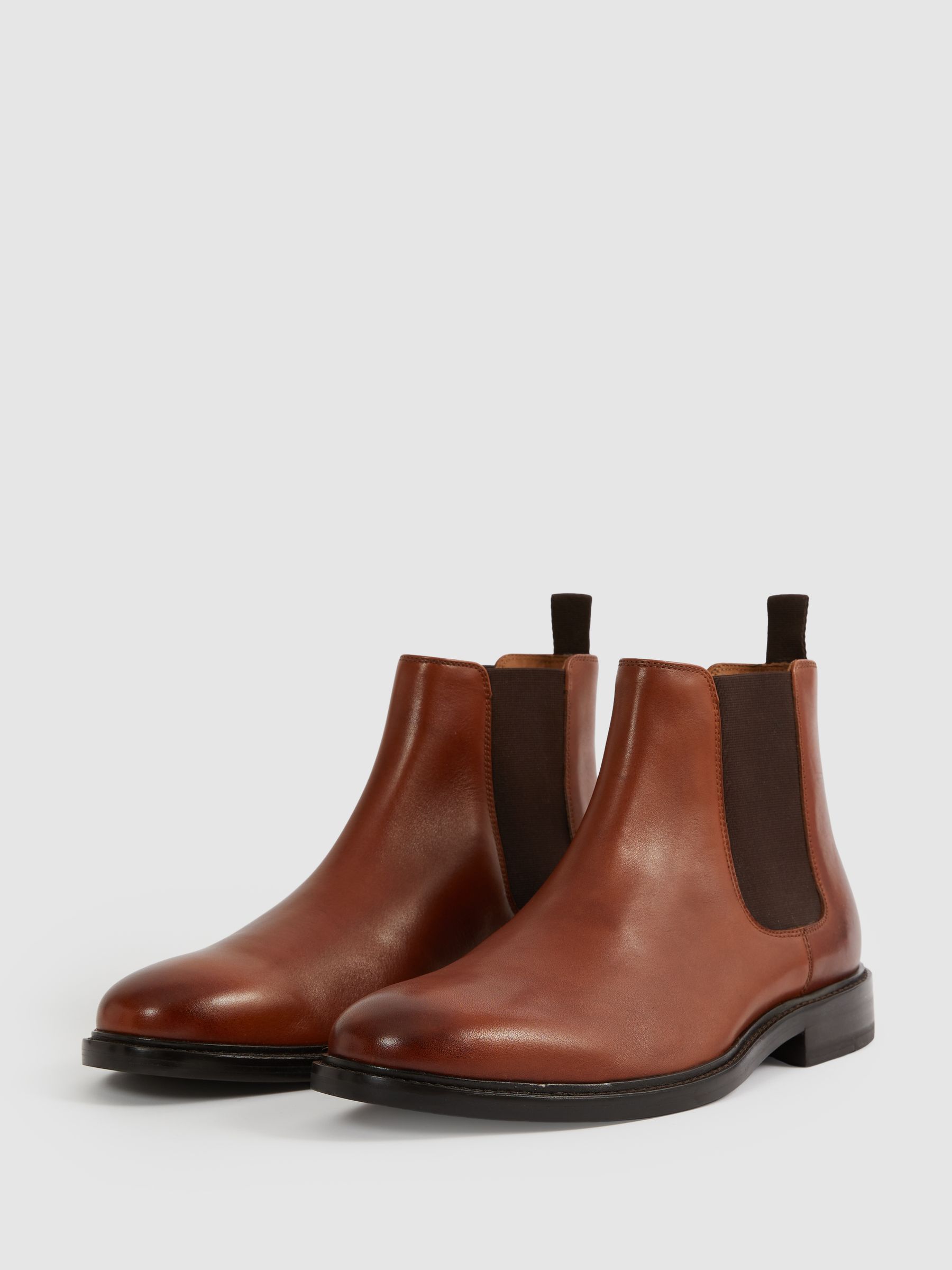 Leather Chelsea Boots in Light Tan