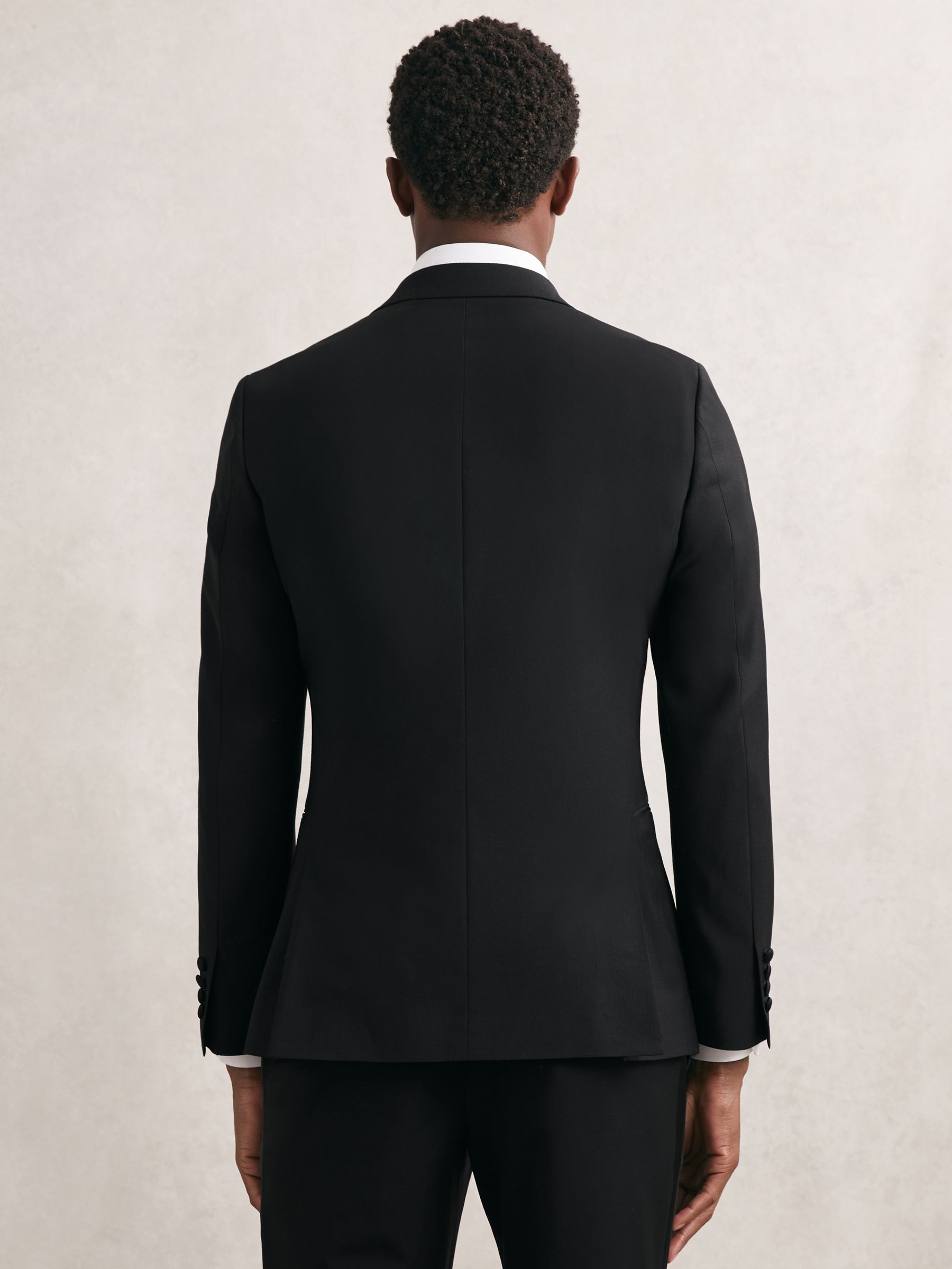 Double Breasted Tuxedo Slim Fit Jacket in Black