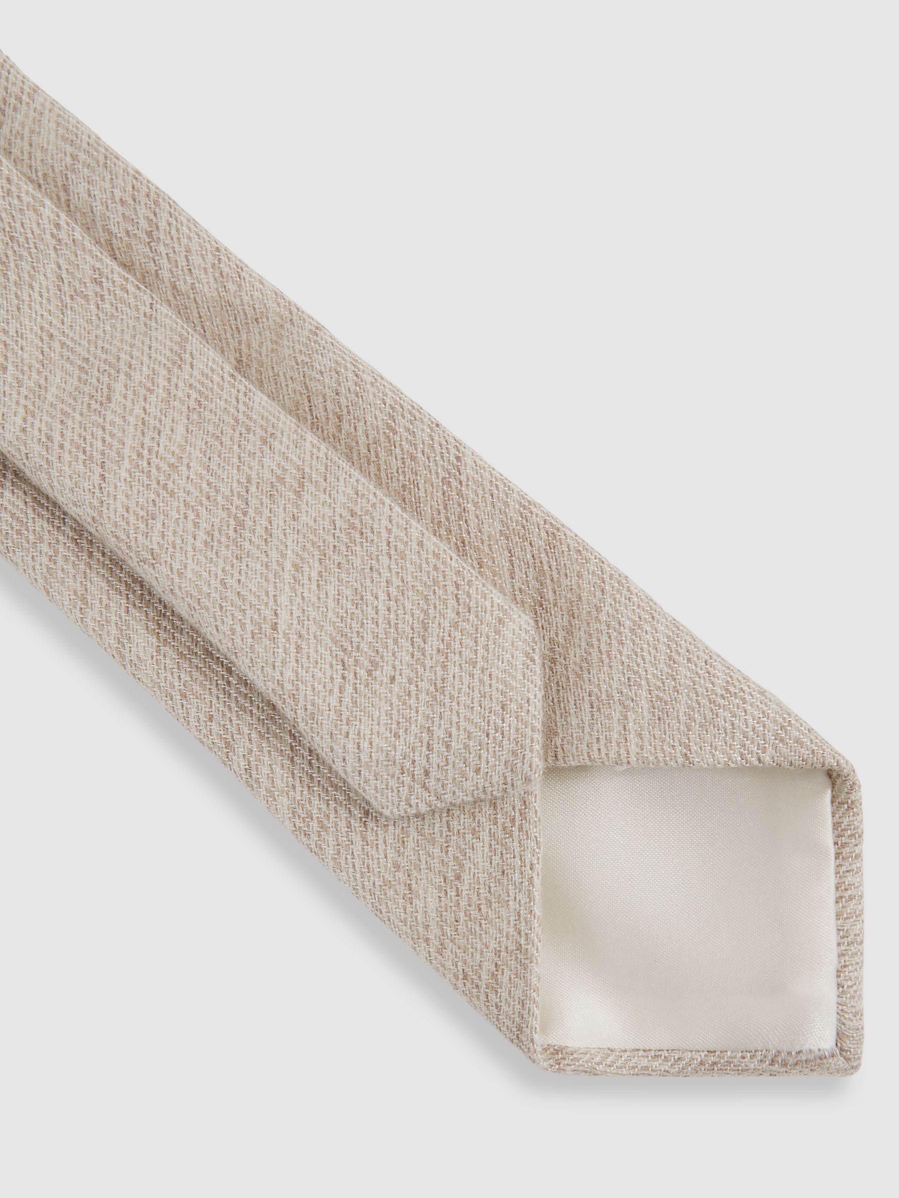 Wool-Silk Textured Tie in Oatmeal