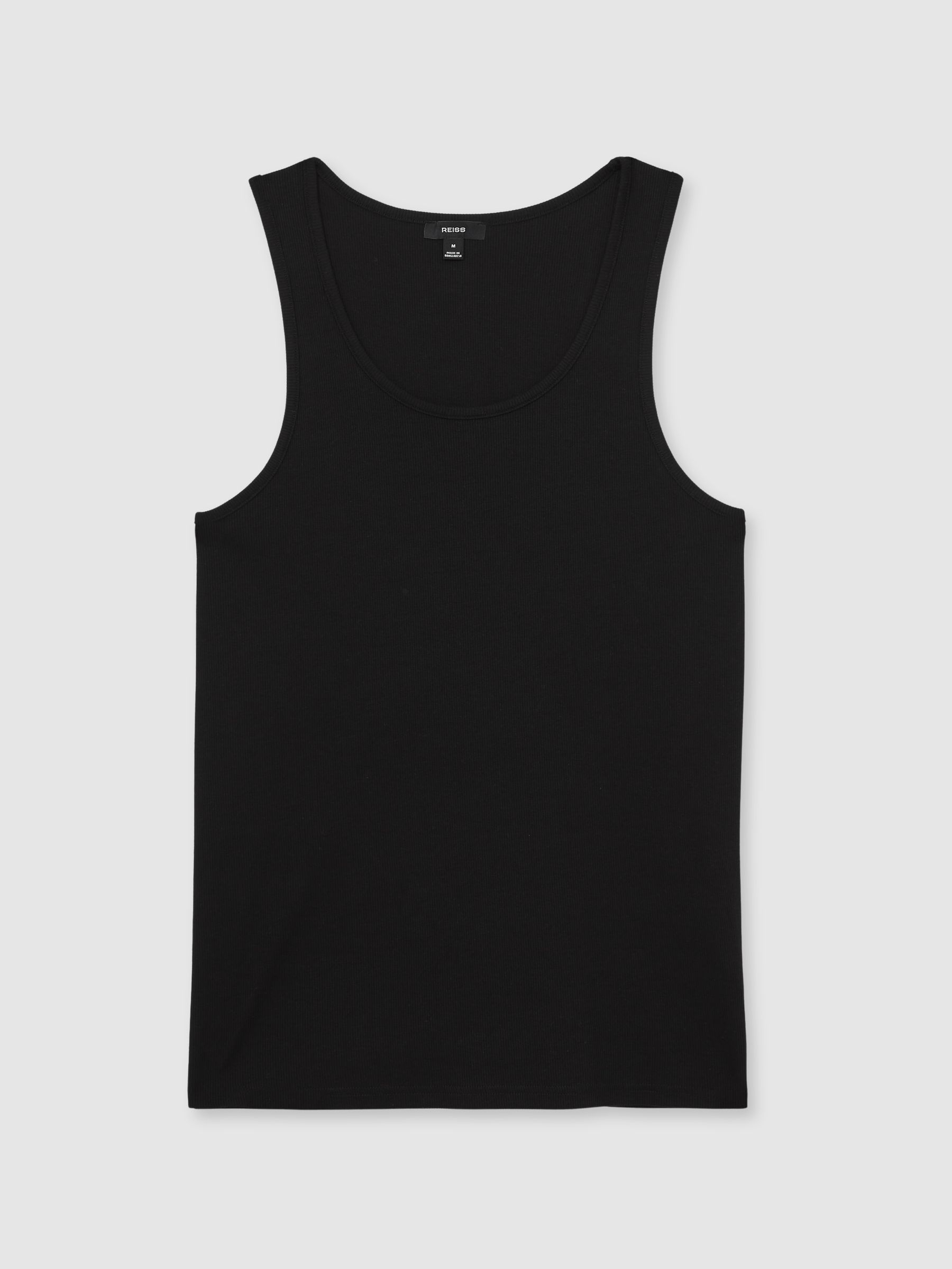 Stretch-Cotton Ribbed Vest in Black