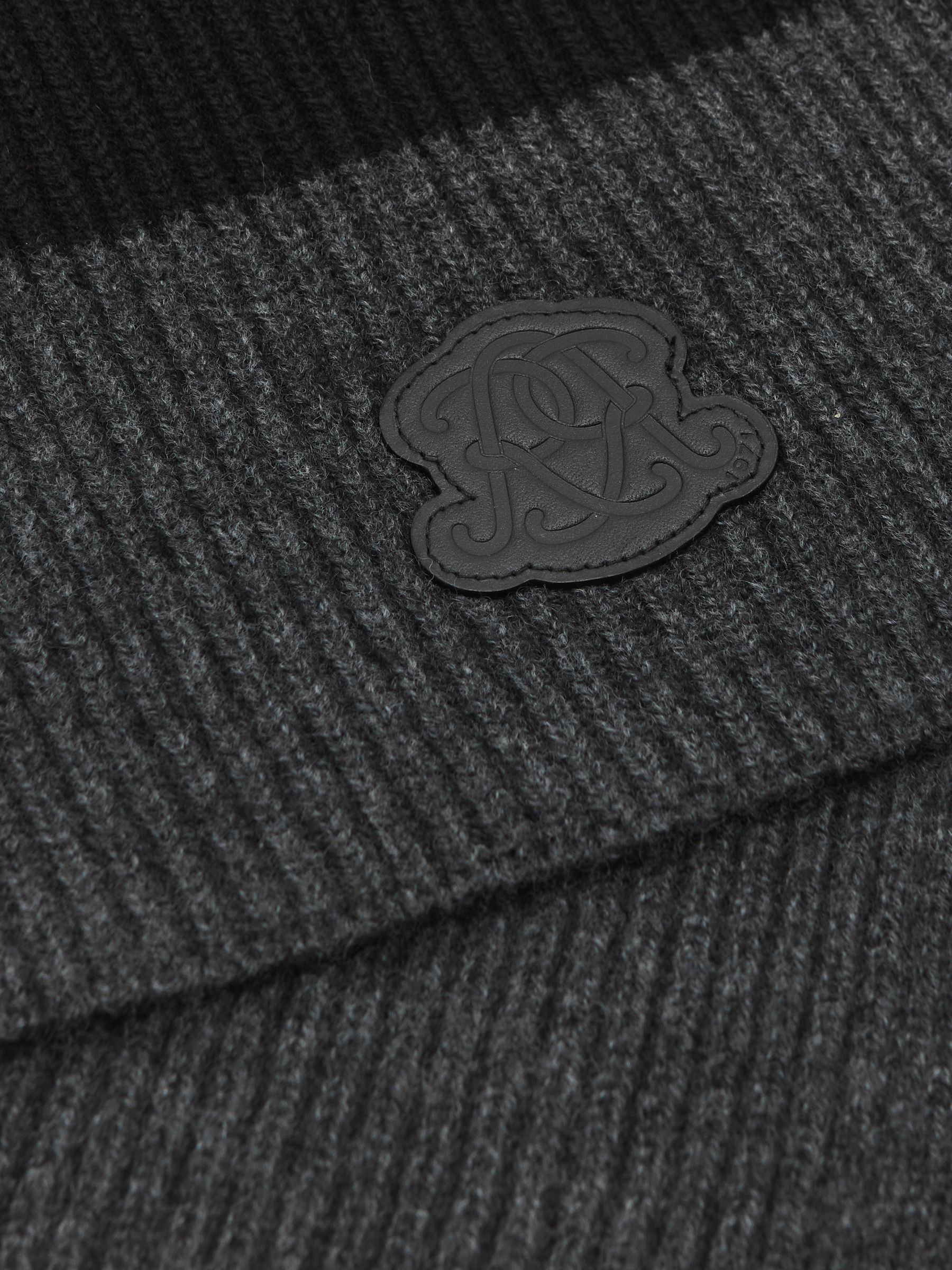 Monogram Appliqué Wool Scarf in Black