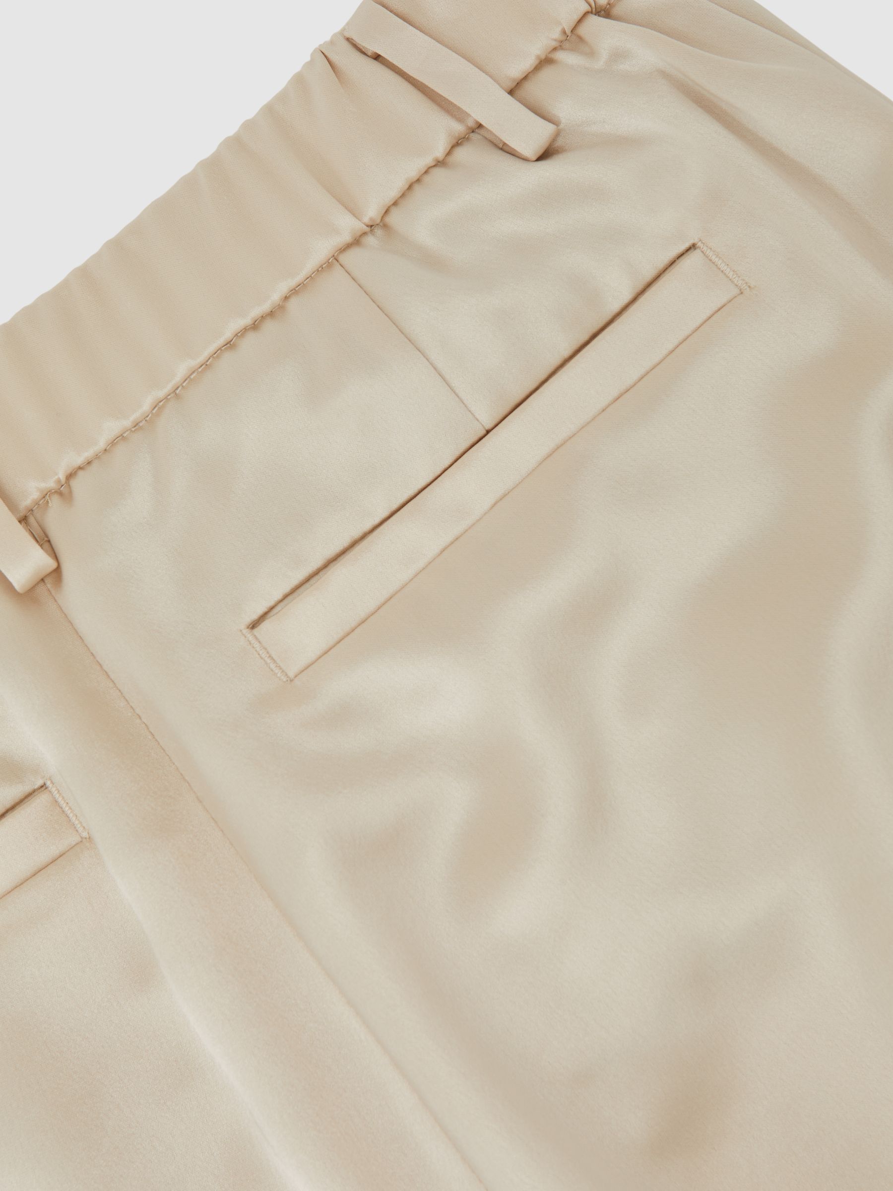 Satin Tapered Trousers in Neutral