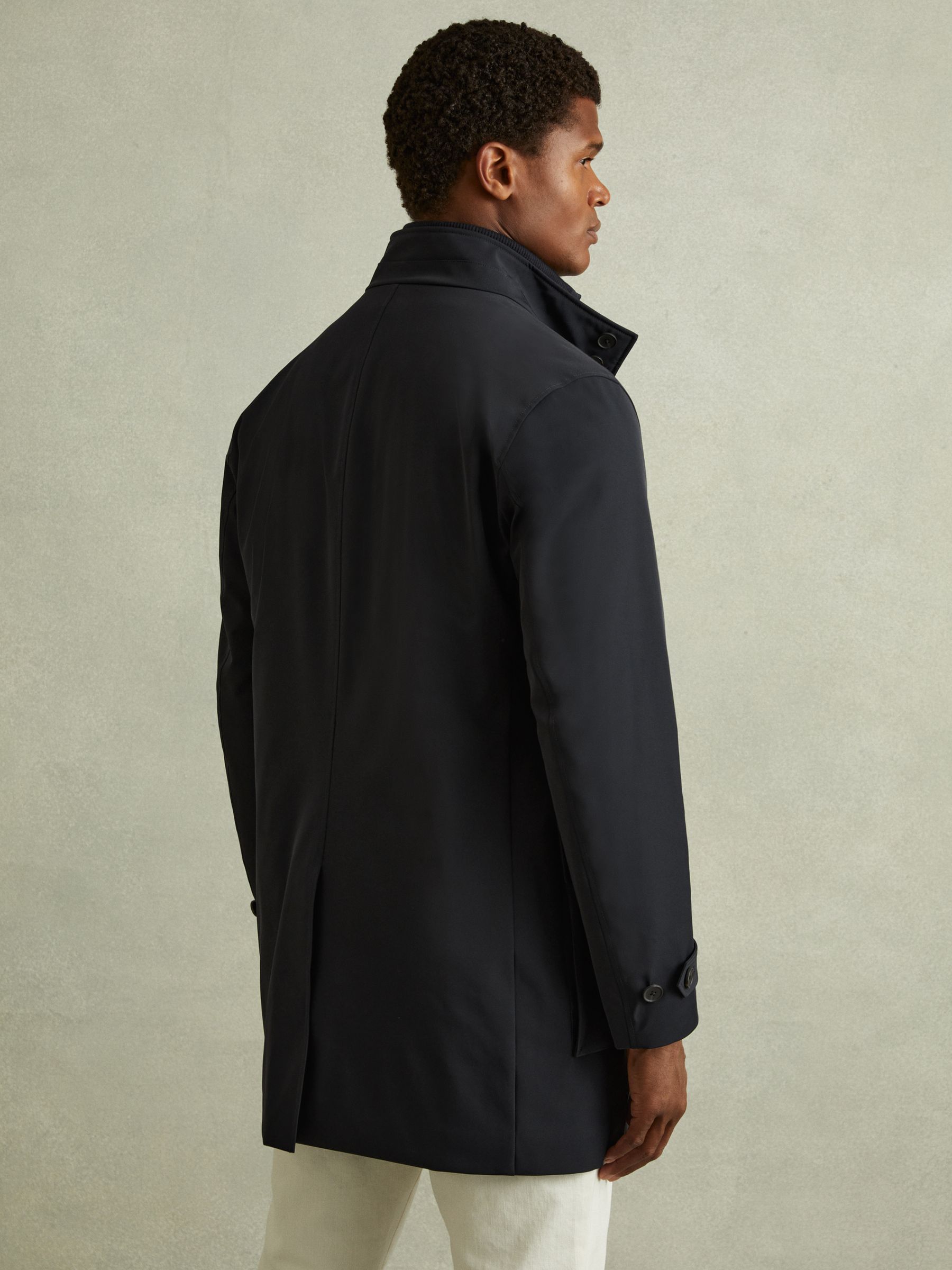Hybrid Removable-Gilet Overcoat in Navy