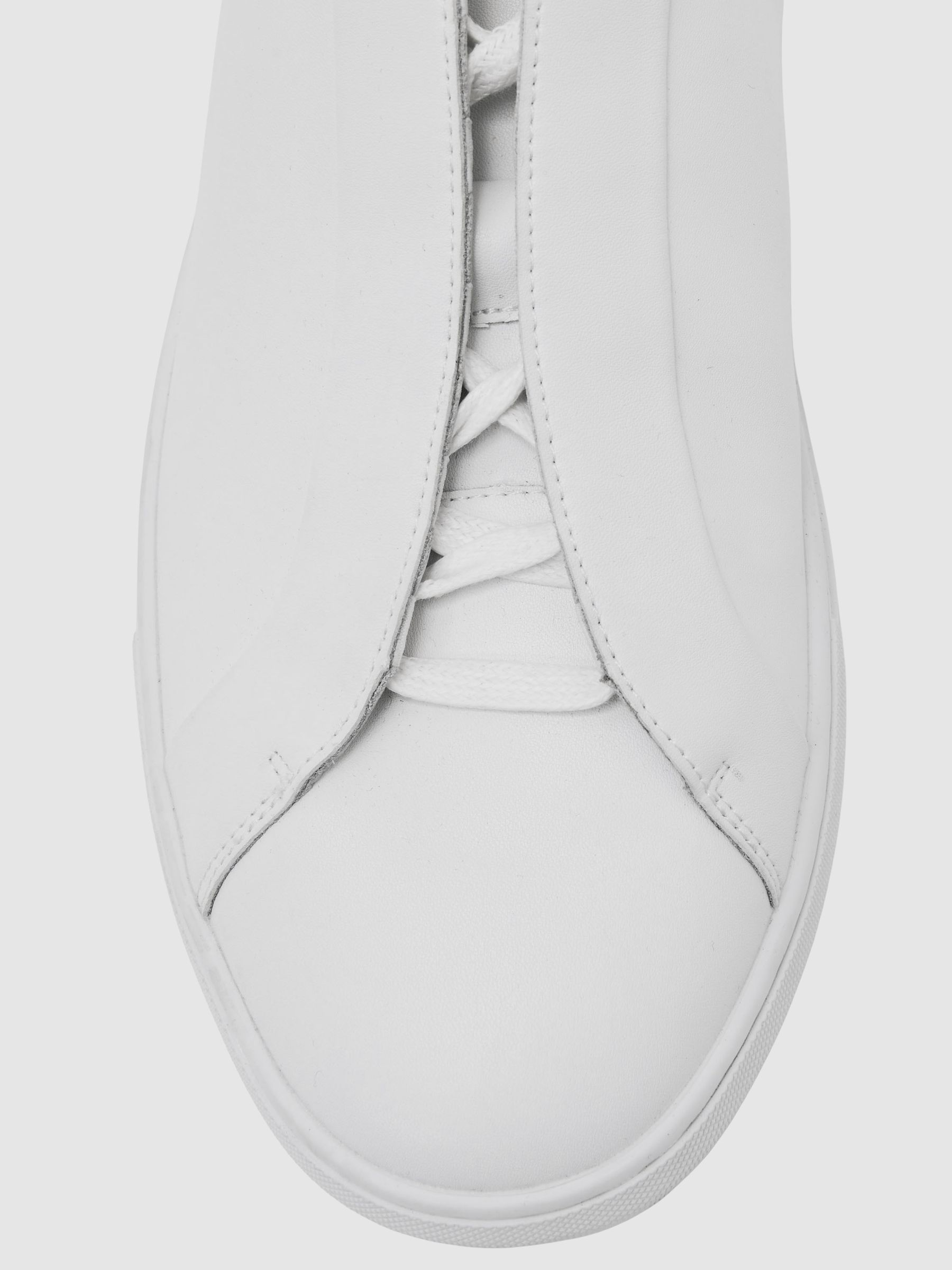 Bonded-Leather Concealed-Lace Trainers in White