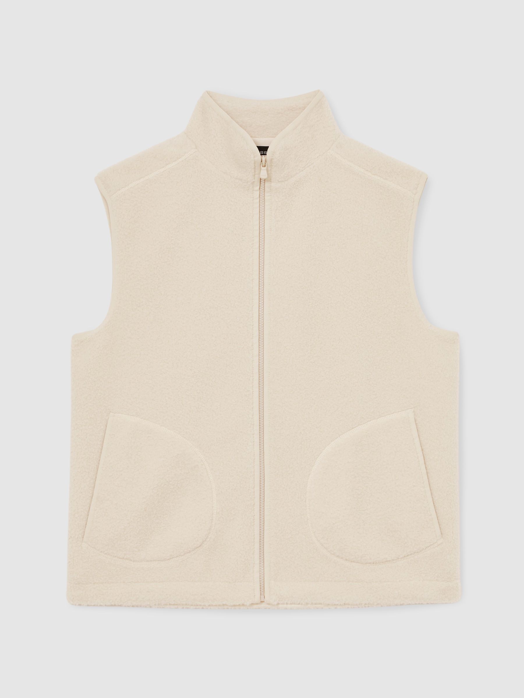 Fleece Zip-Through Gilet in Ecru