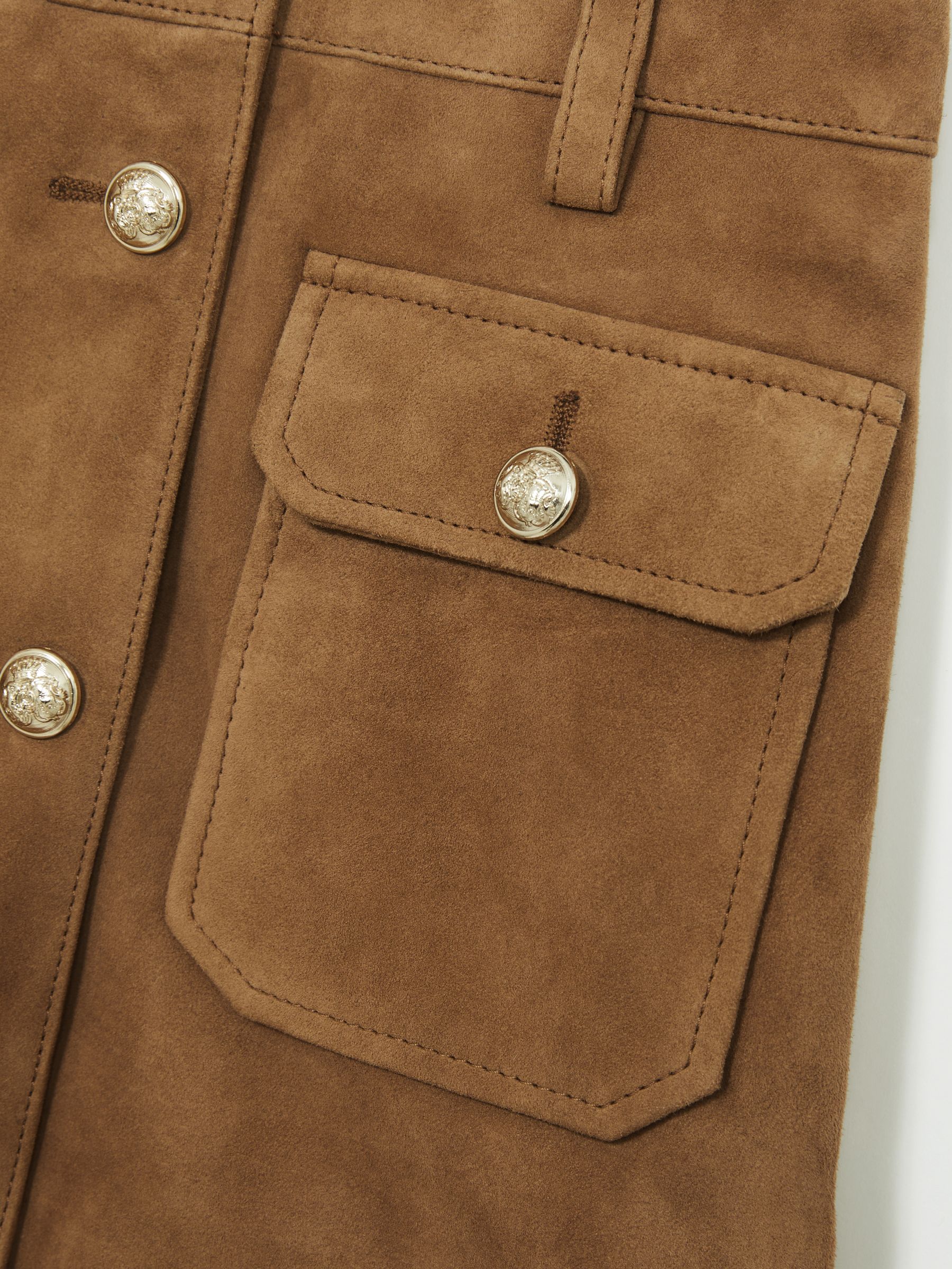 4-9 yrs Suede Flap Pocket Skirt in Tan