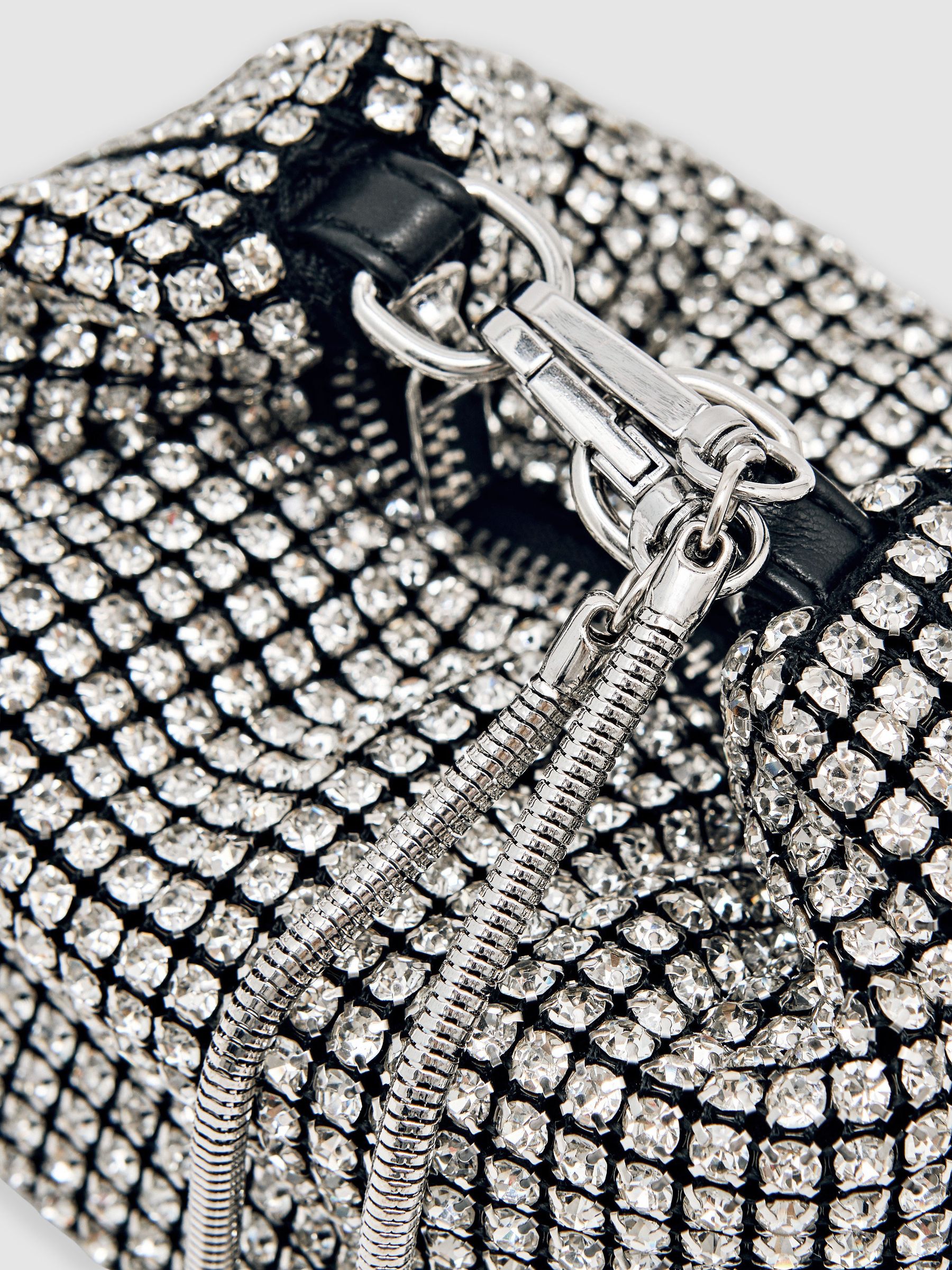 Crystal Pouch Bag in Silver