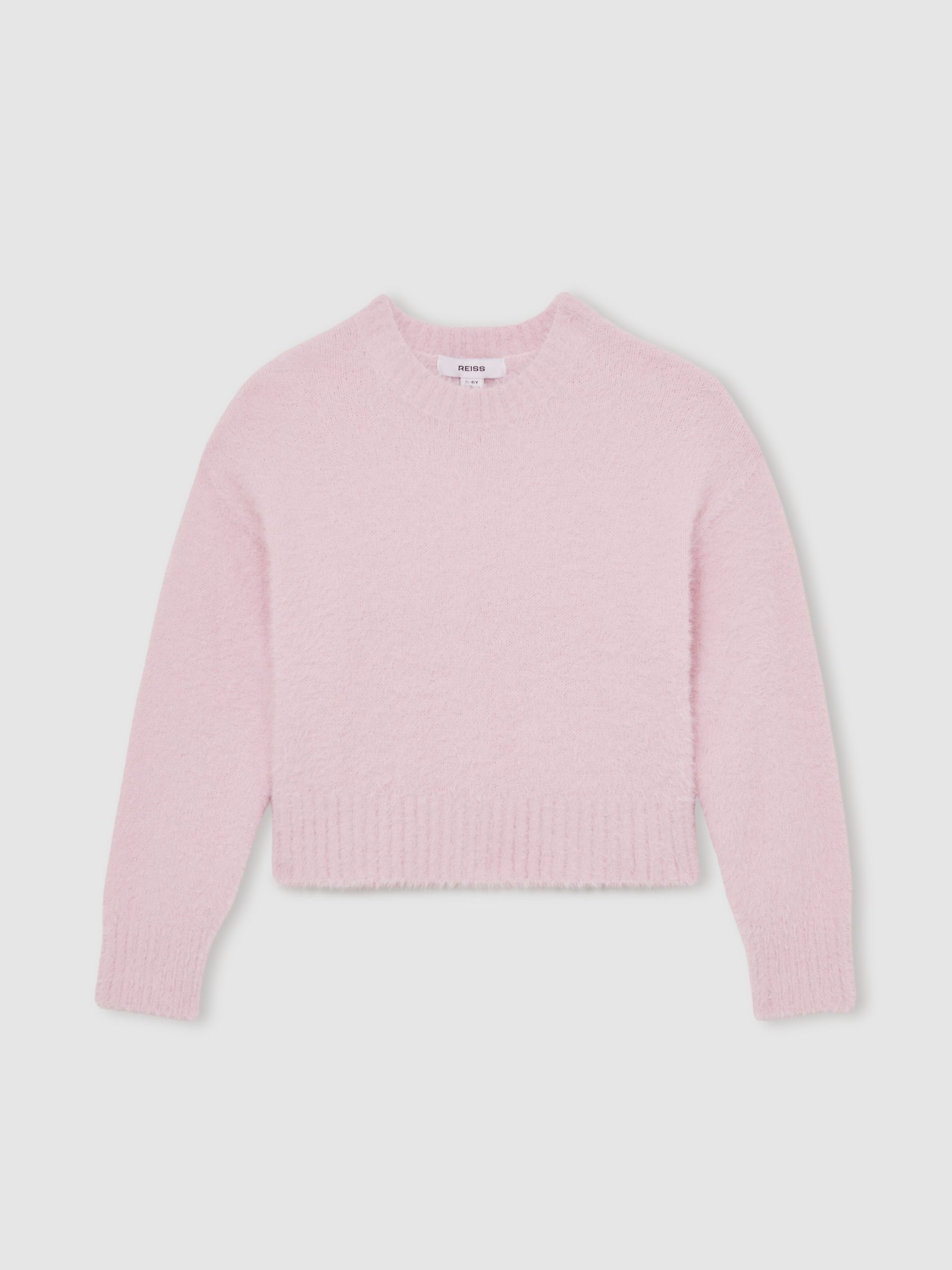 Fluffy Crew-Neck Jumper in Pink