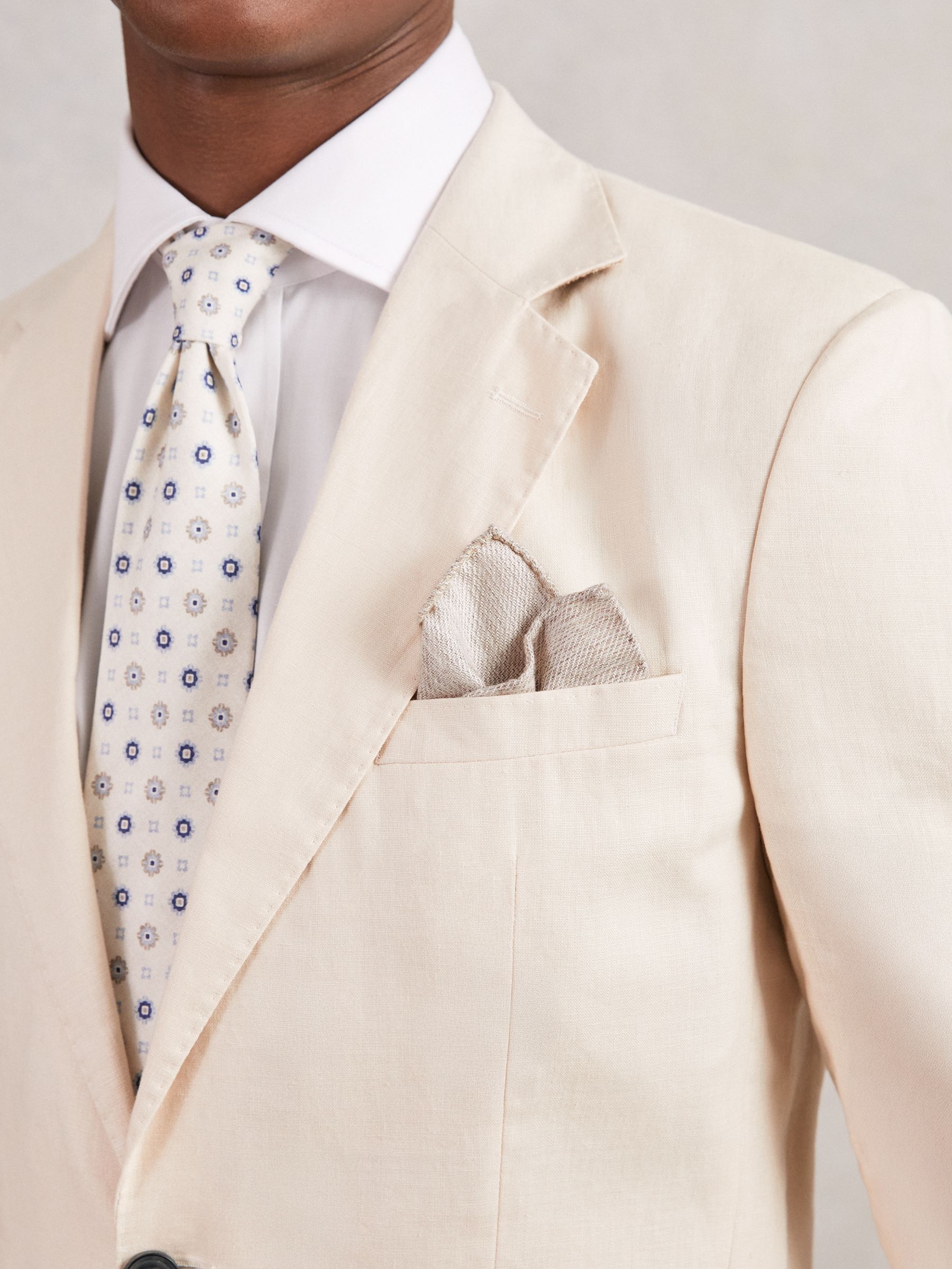 Wool Silk Textured Pocket Square in Oatmeal