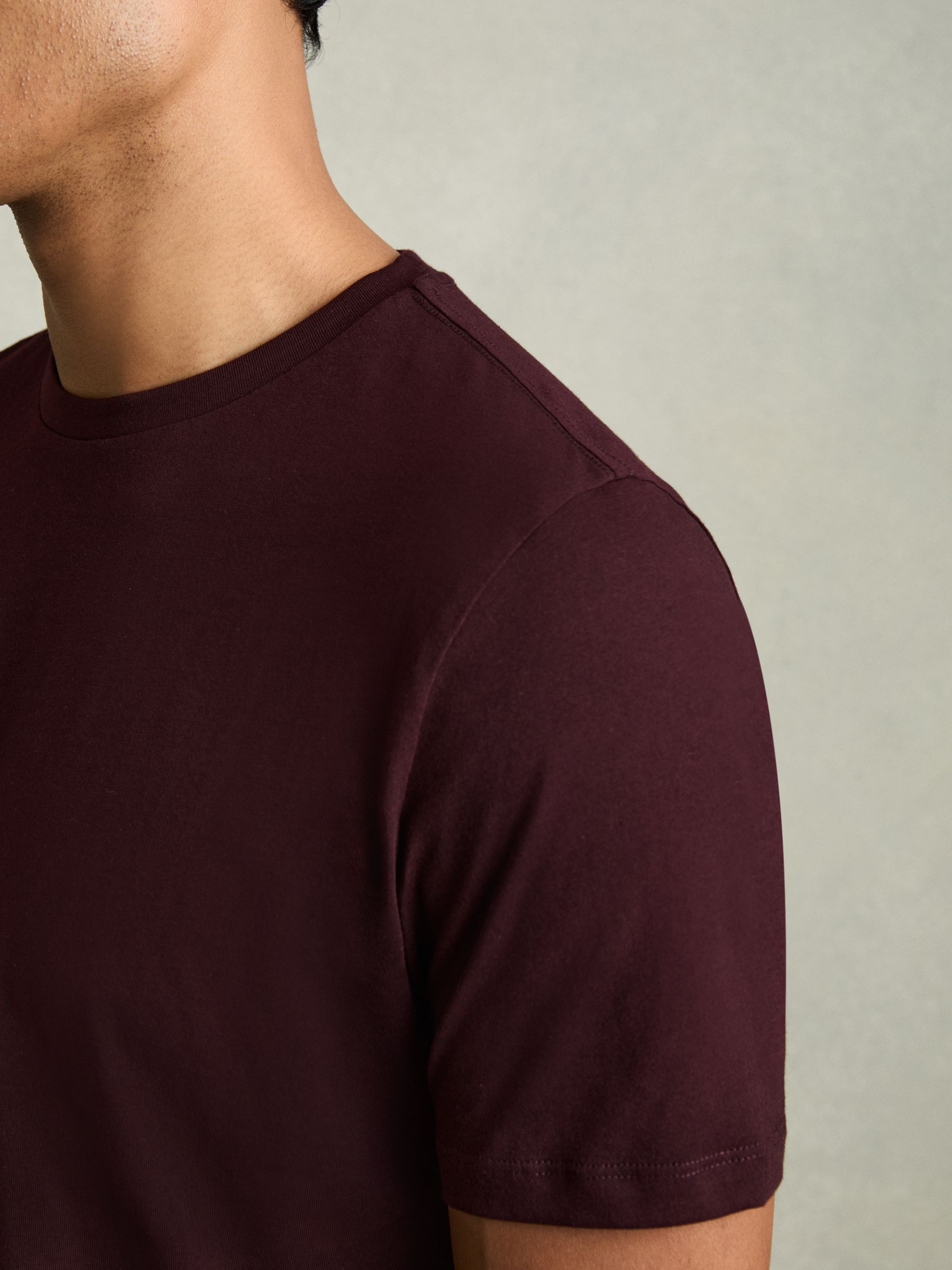 Cotton Crew Neck T-Shirt in Bordeaux