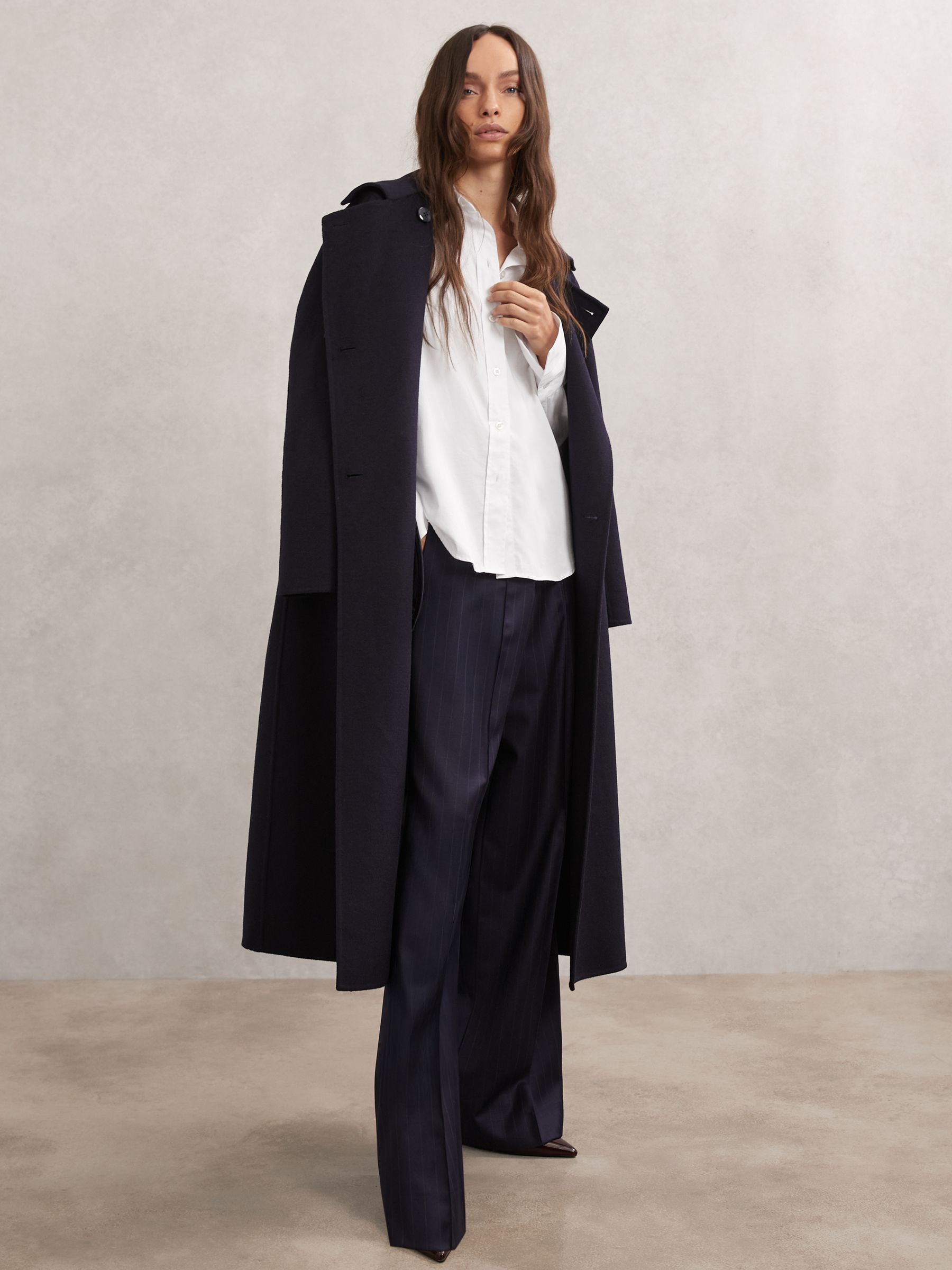 Cotton-Sateen Folded-Cuff Shirt in Ivory