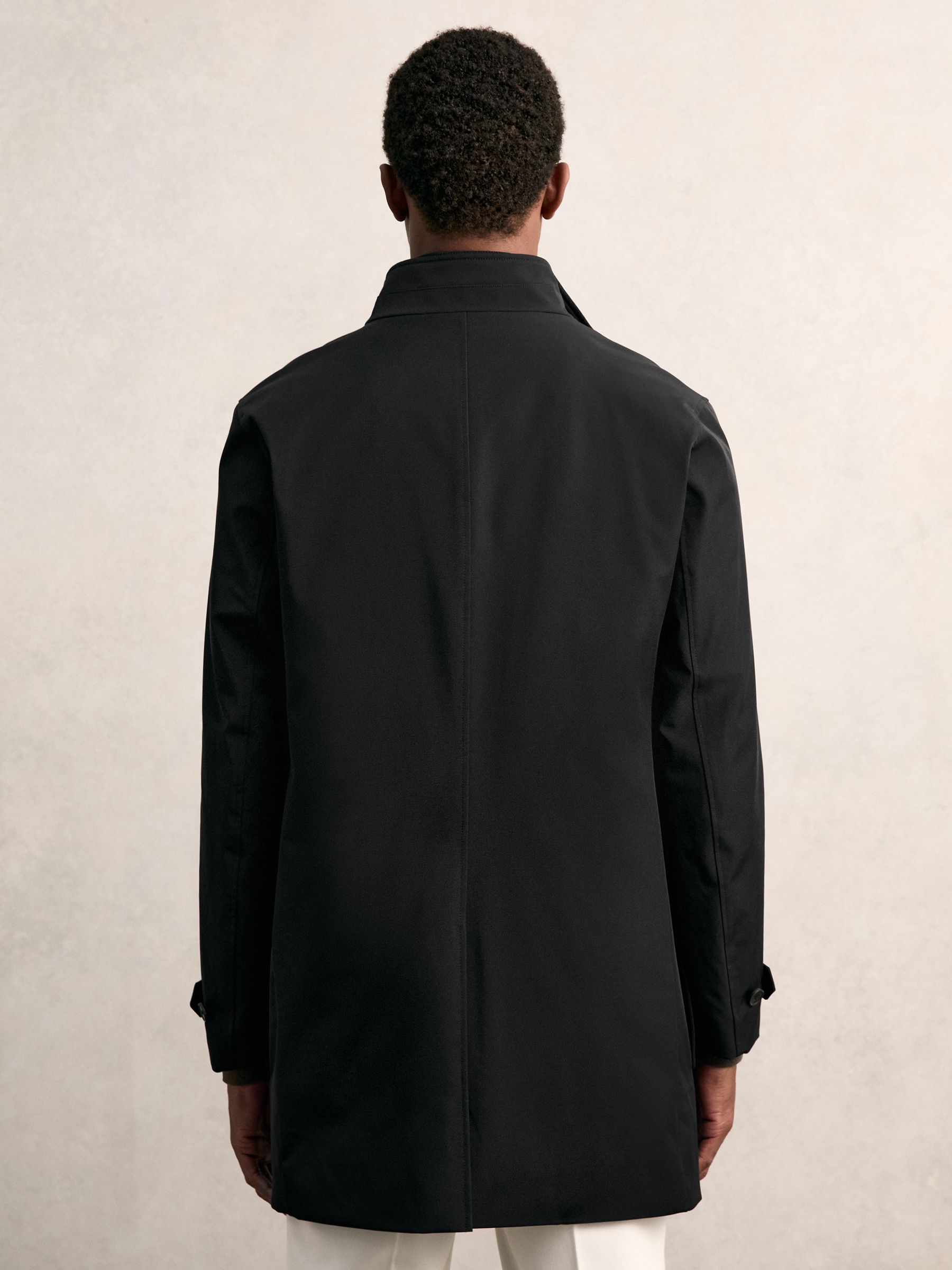 Hybrid Removable-Gilet Overcoat in Black