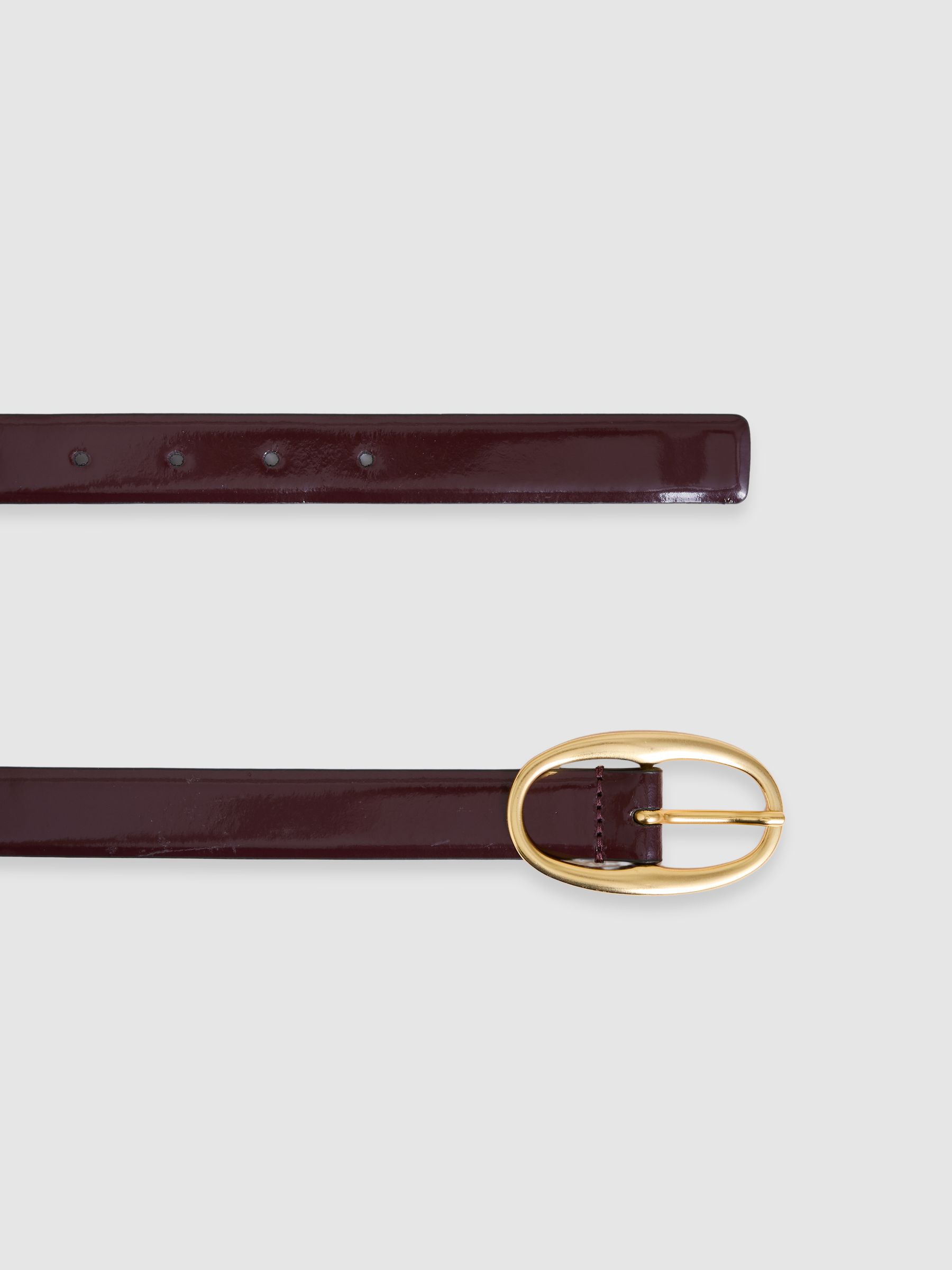 Patent Leather Oval Buckle Belt in Oxblood