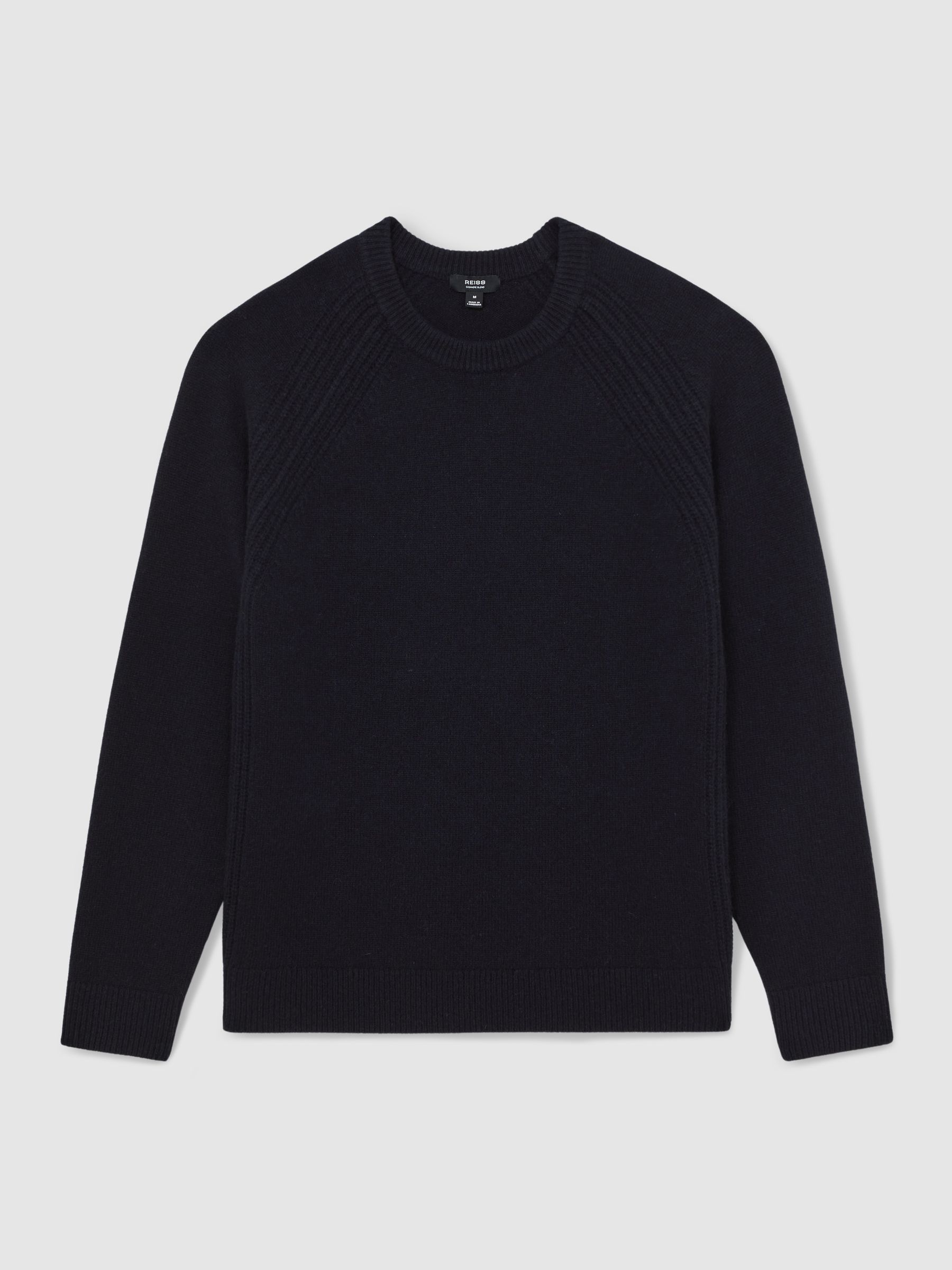 Wool Cashmere Reverse-Seam Jumper in Navy