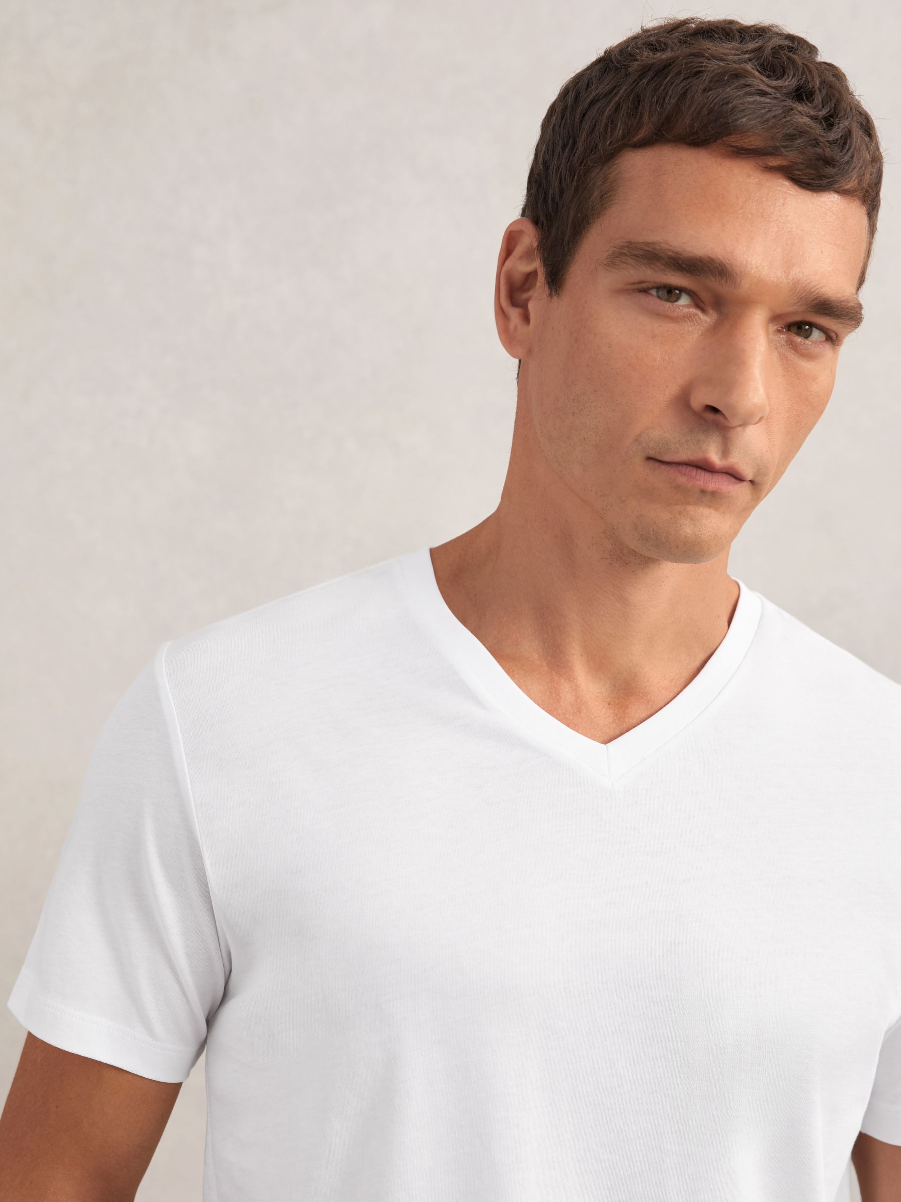 Cotton V-Neck T-Shirt in White