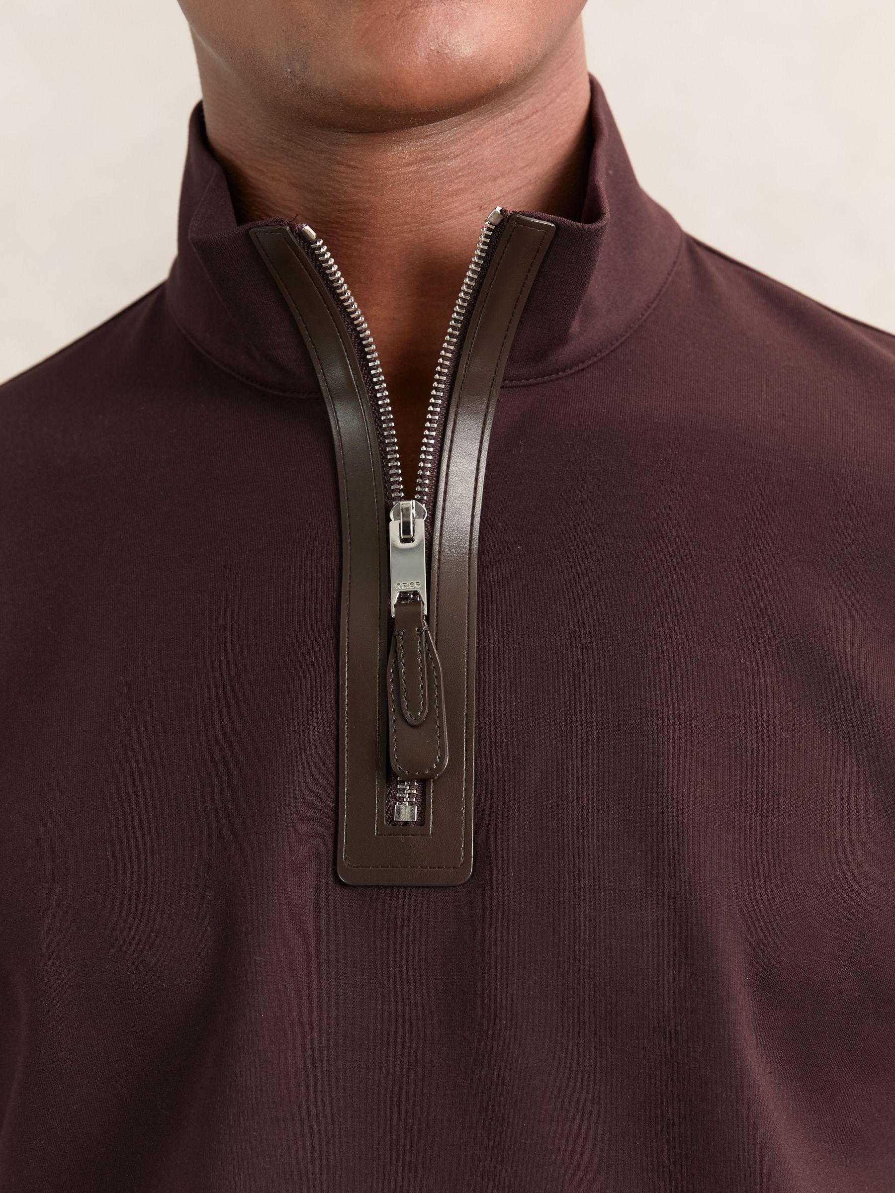 Interlock Half-Zip Sweatshirt with Trim in Cherry Red