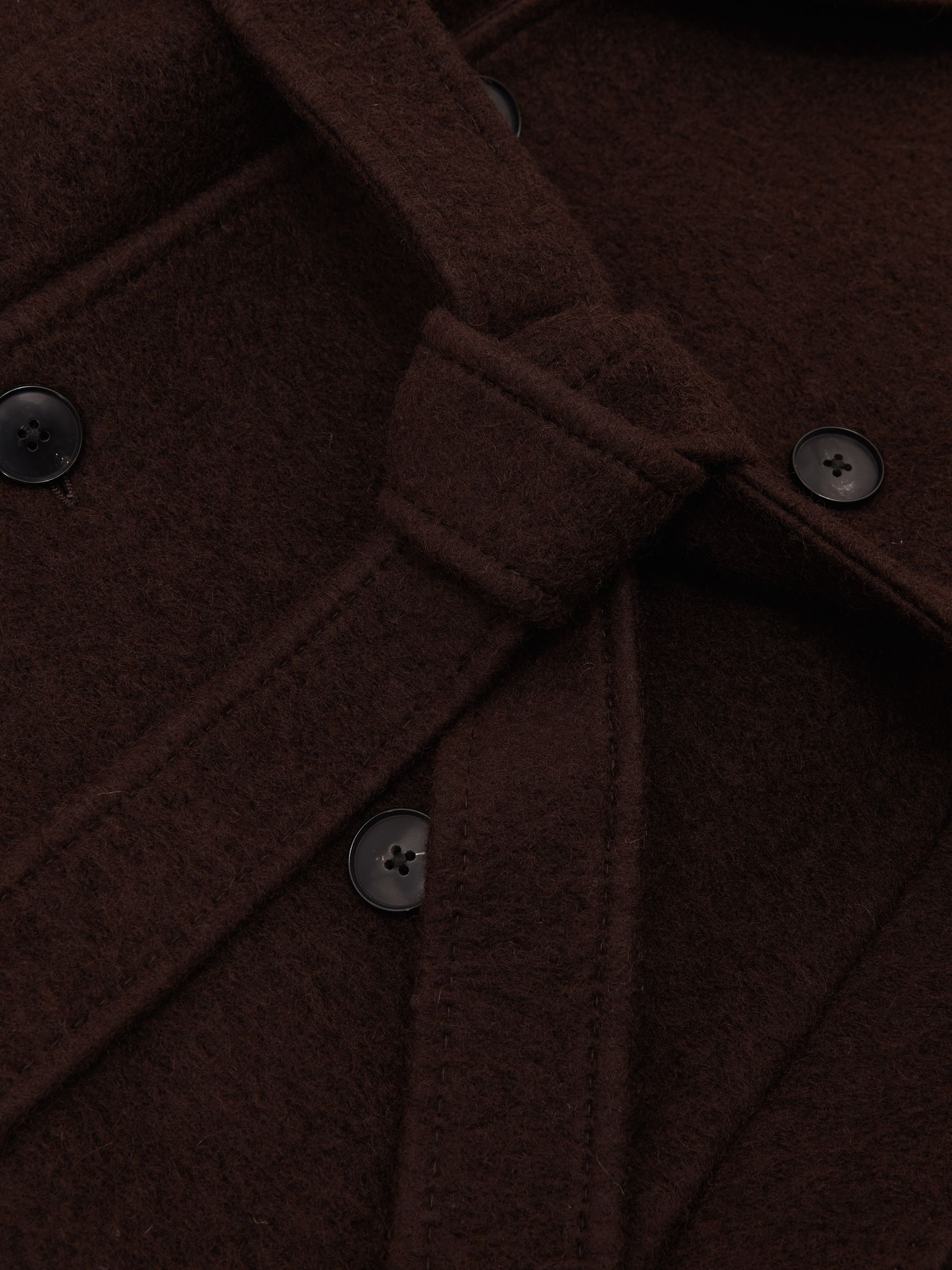 Bouclé Double-Breasted Overcoat Wool-Blend in Chocolate Brown