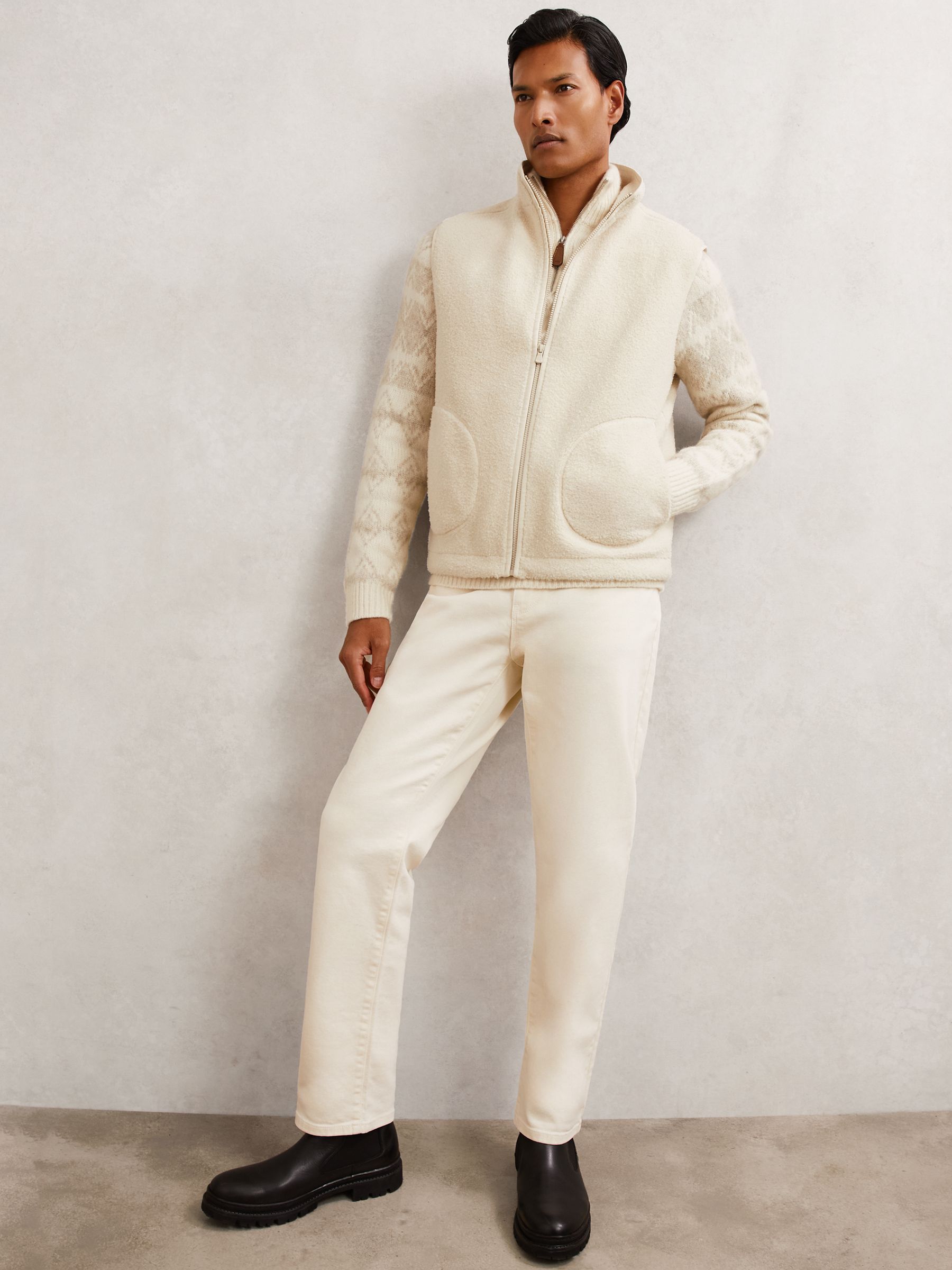 Fleece Zip-Through Gilet in Ecru