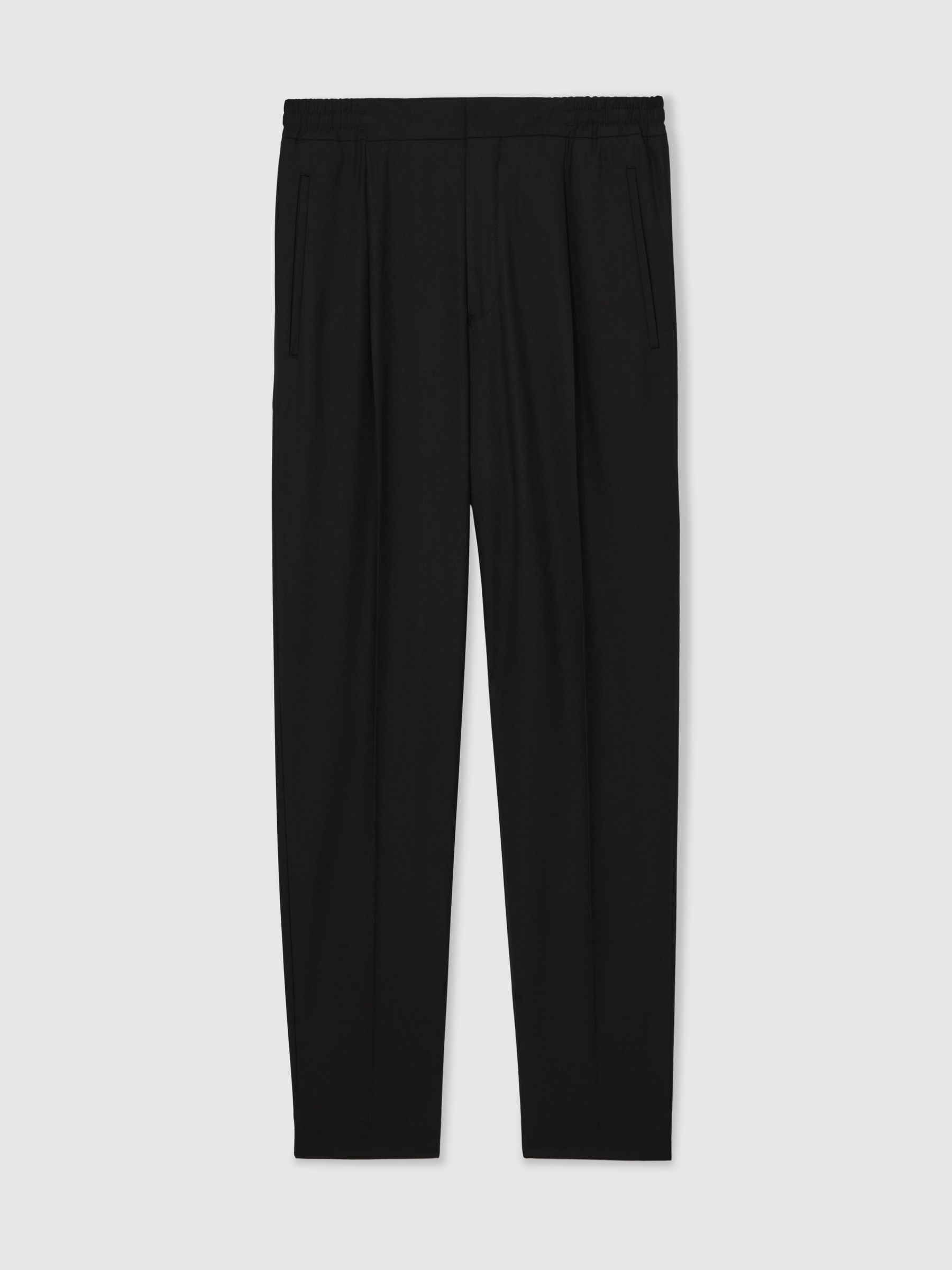 Tapered Drawstring Tailored Trousers in Black