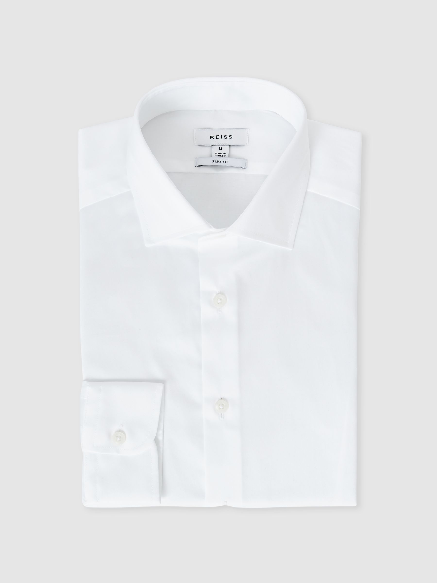 Slim Fit Cotton-Satin Regular-Fit Stripe Shirt in White