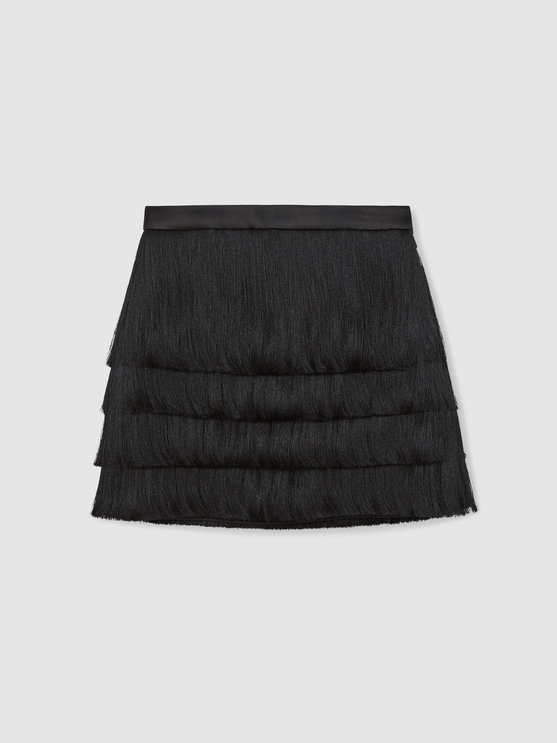 Fringe Mini Skirt in Black