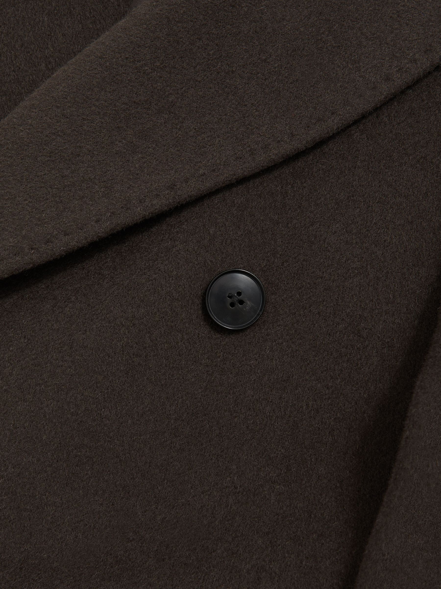 Wool-Blend Double-Breasted Overcoat in Dark Khaki Green