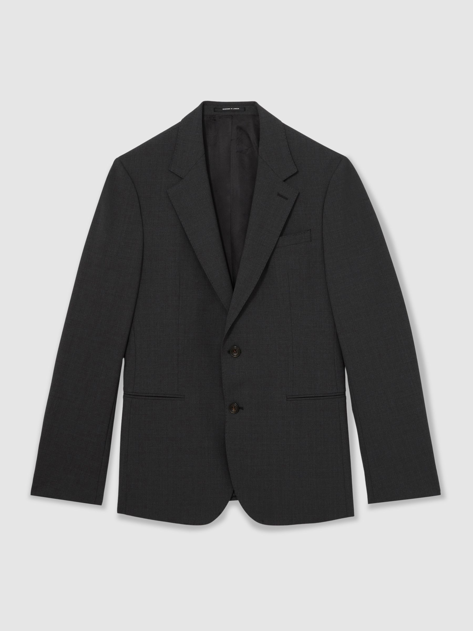 Wool-Blend Single-Breasted Suit Blazer Slim-Fit in Grey