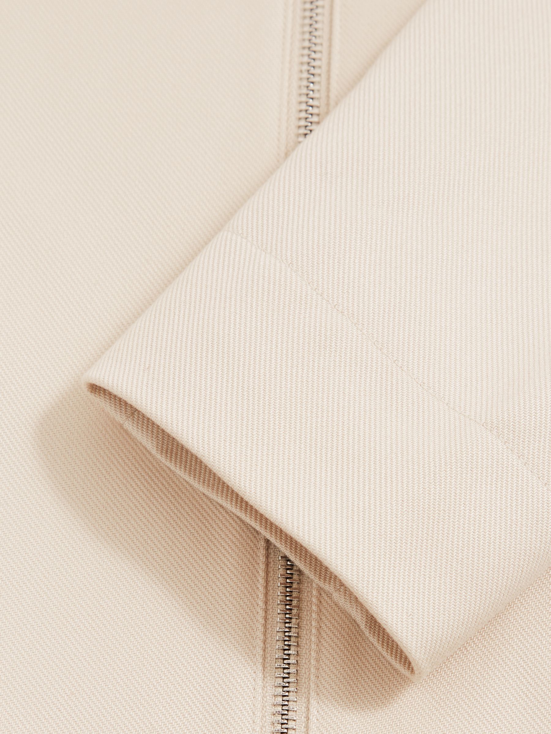 Lyocell-Cotton Zip-Through Twill Jacket in Ecru