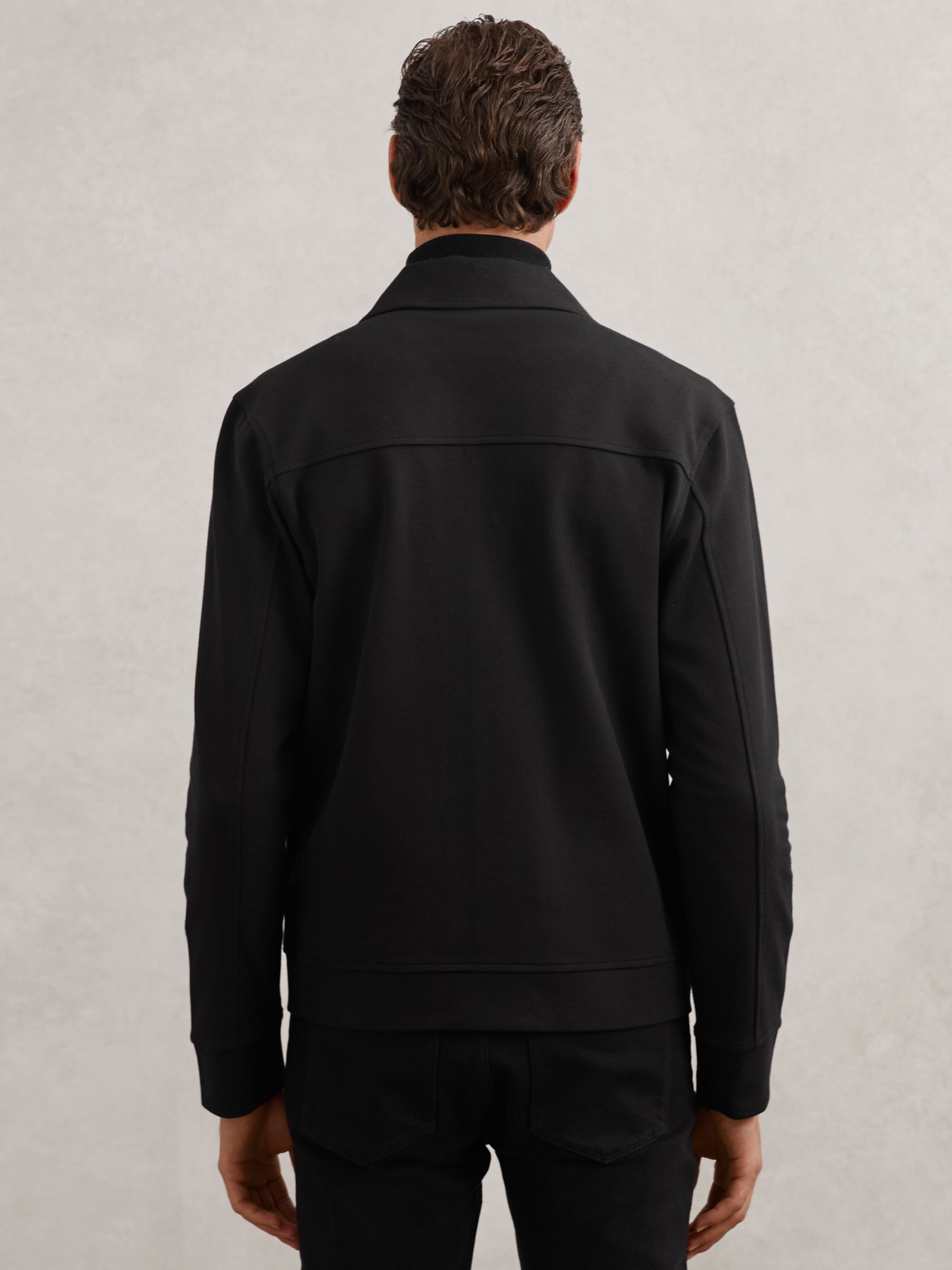 Twill Twin-Pocket Overshirt in Black