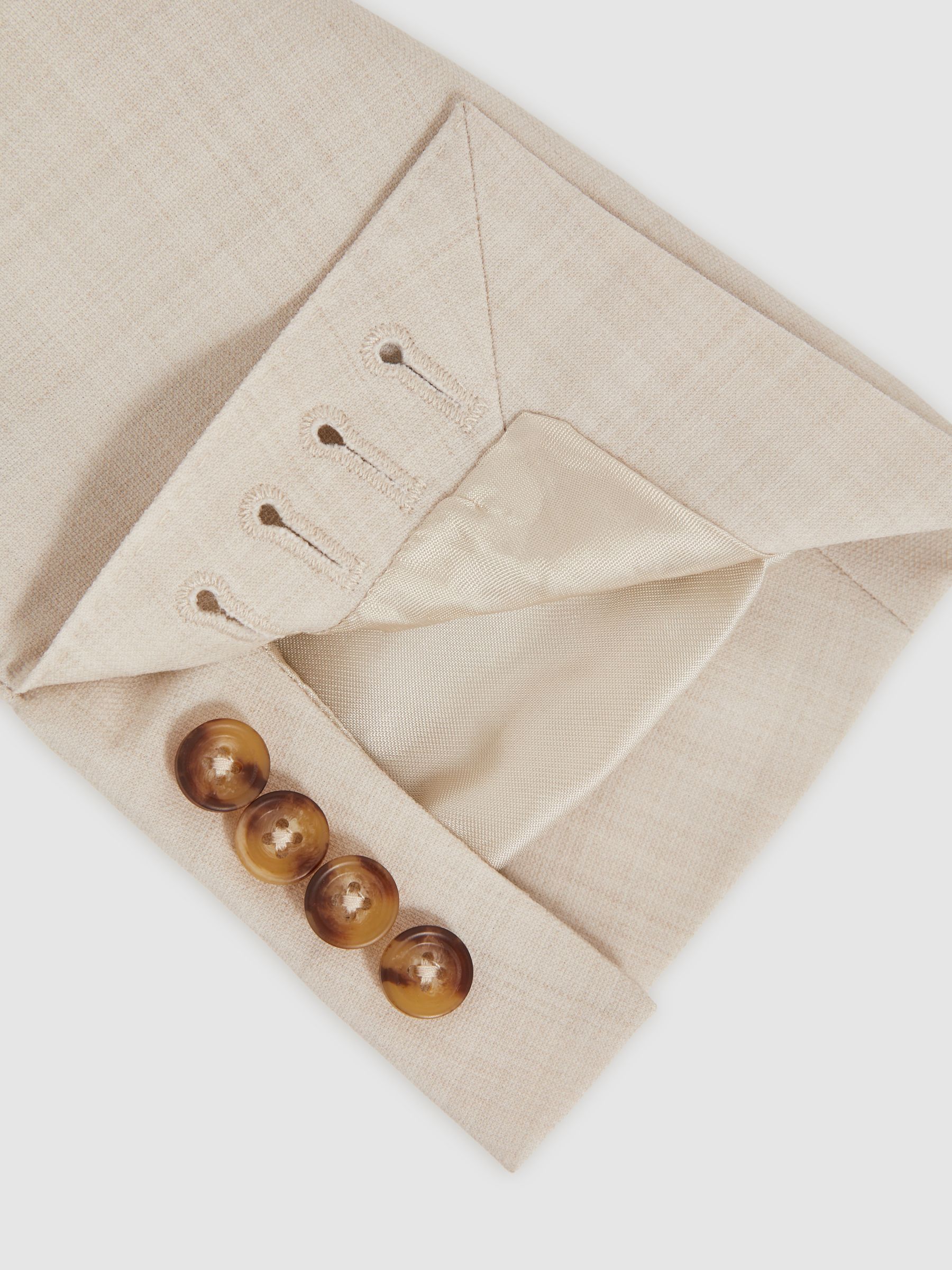 Double-Breasted Textured Suit Blazer Slim-Fit With Wool in Stone