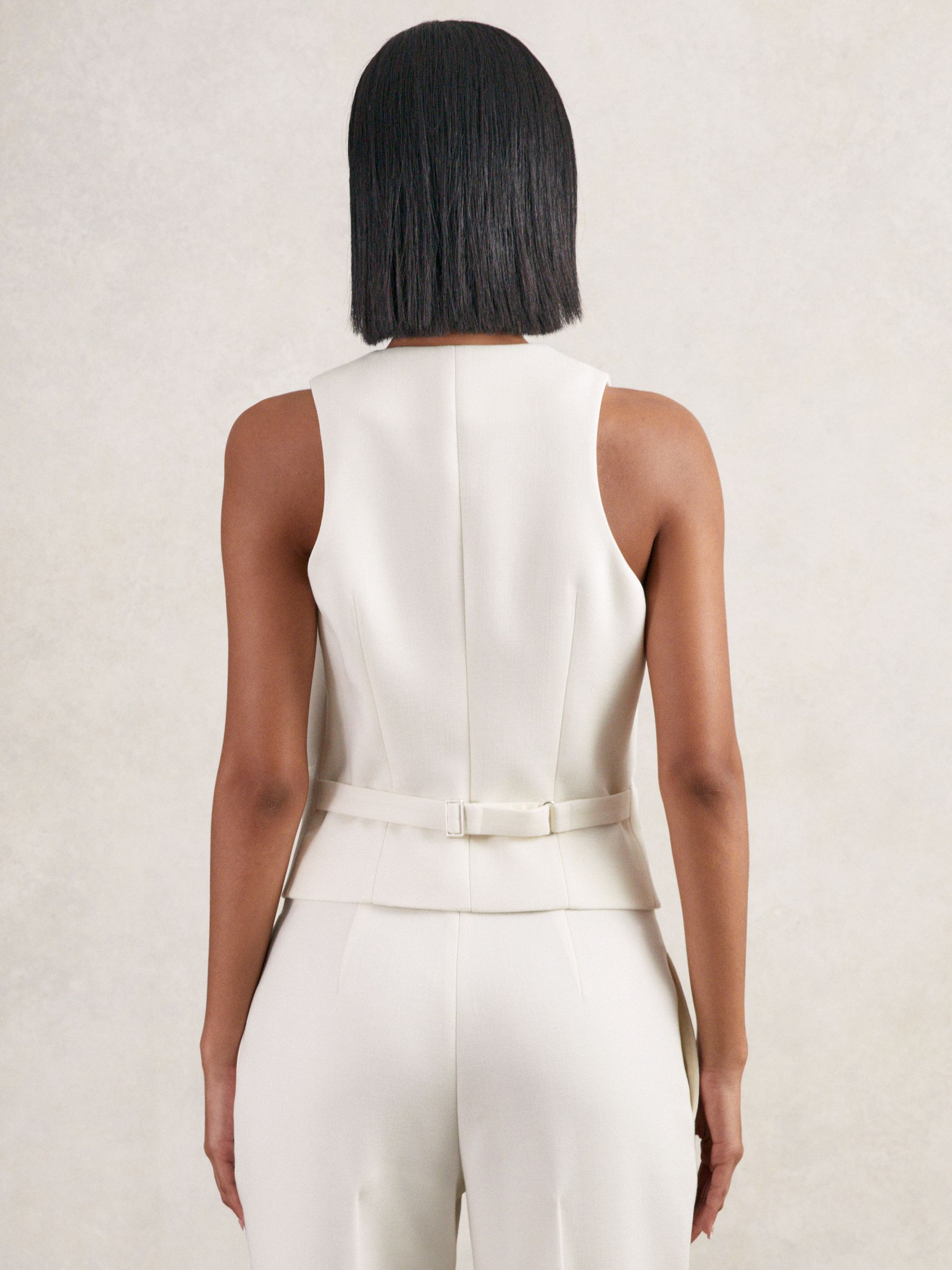 Single-Breasted Twill Waistcoat With Wool in White