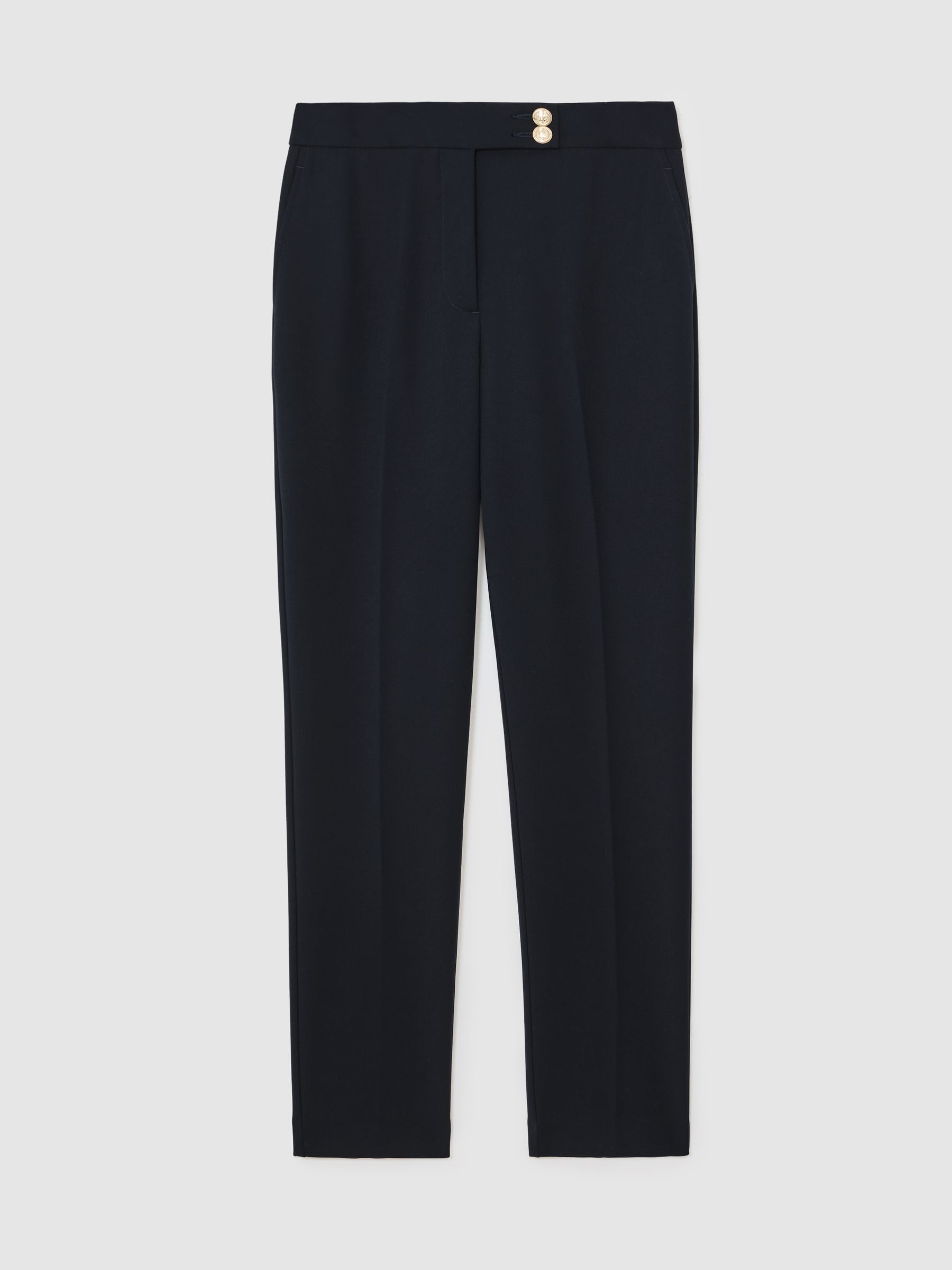 Tapered Button-Detail Trousers in Navy