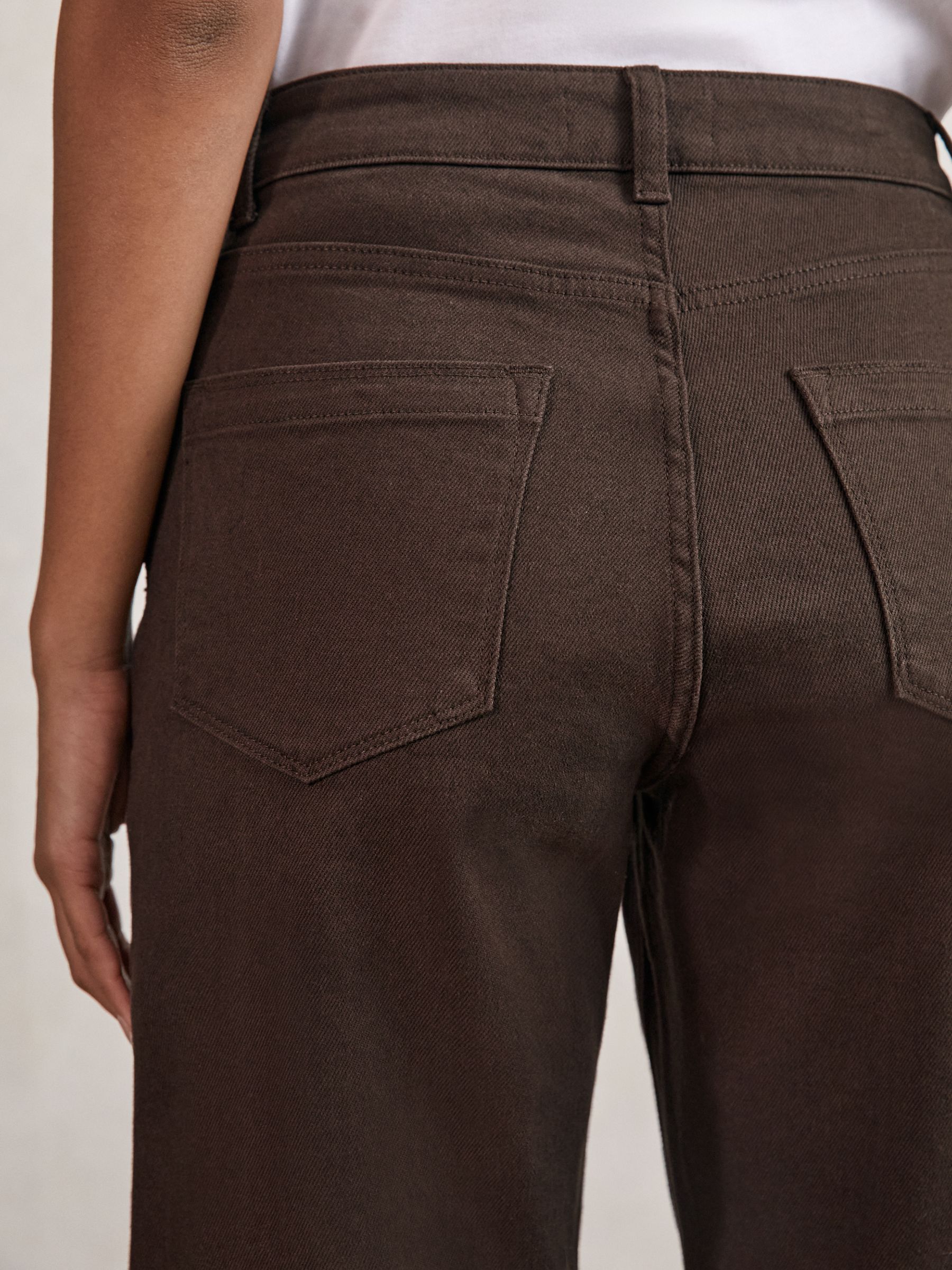 Petite Mid-Rise Straight-Leg Jeans in Chocolate