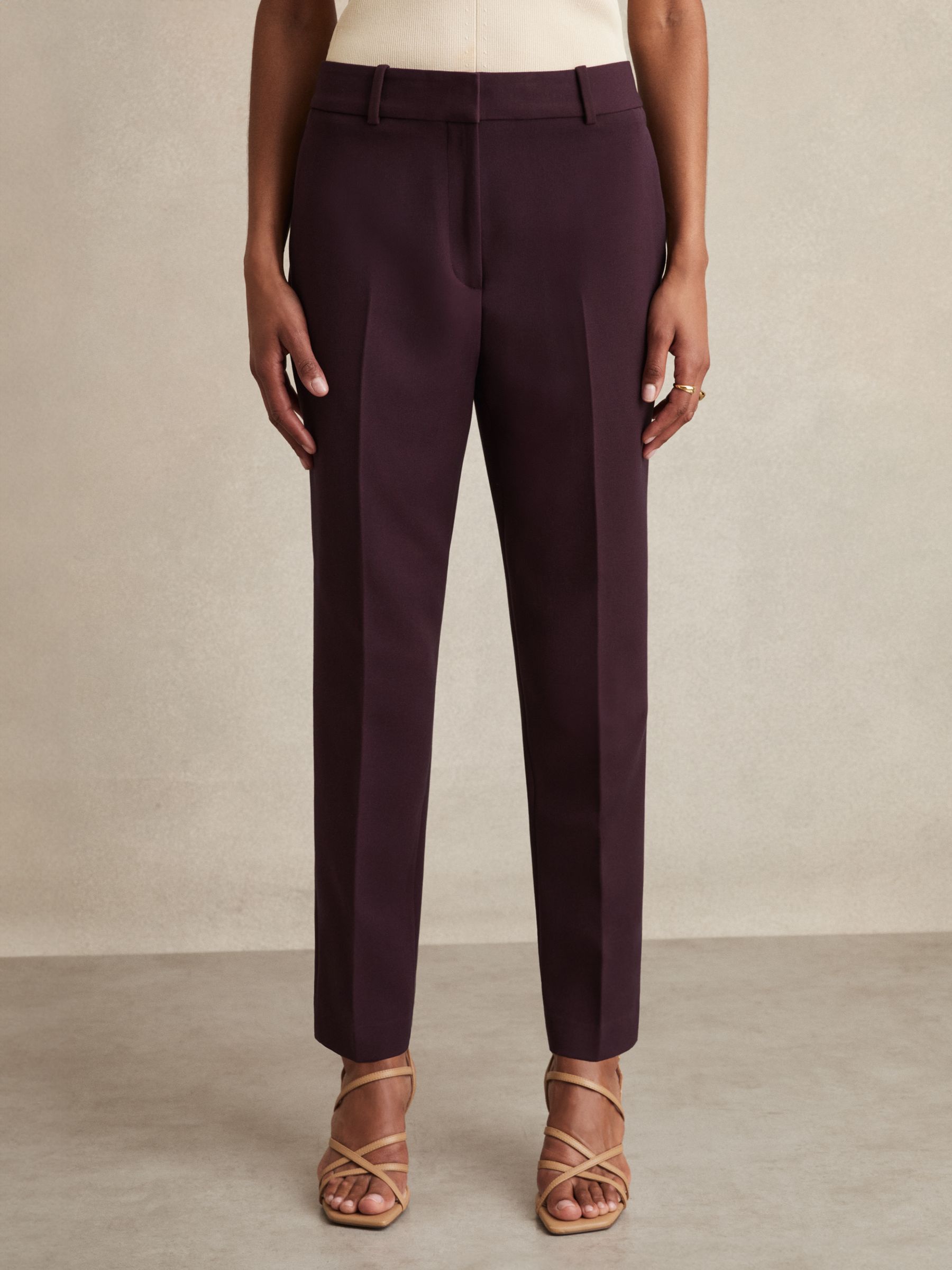 Petite Slim Fit Suit Trousers in Berry