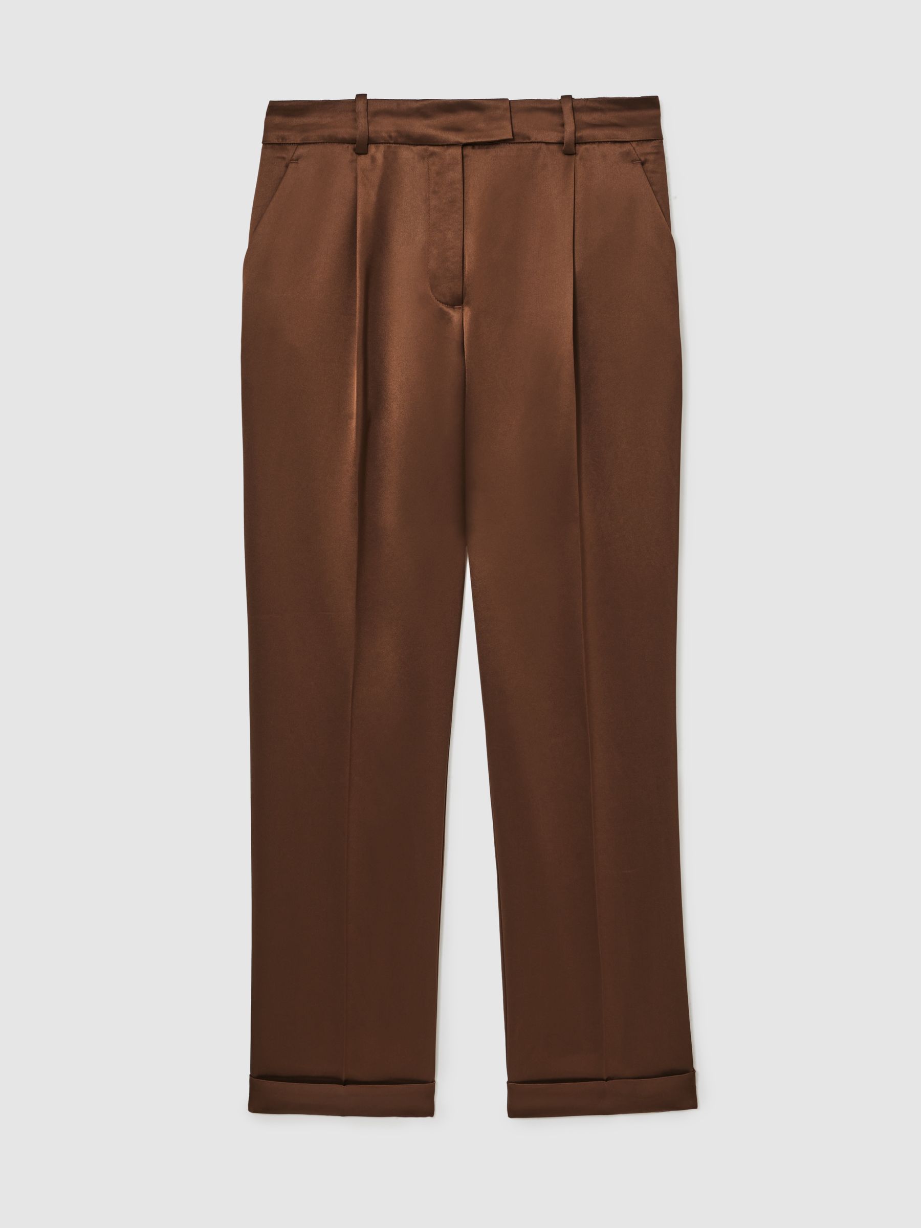 Satin Taper Trousers in Bronze