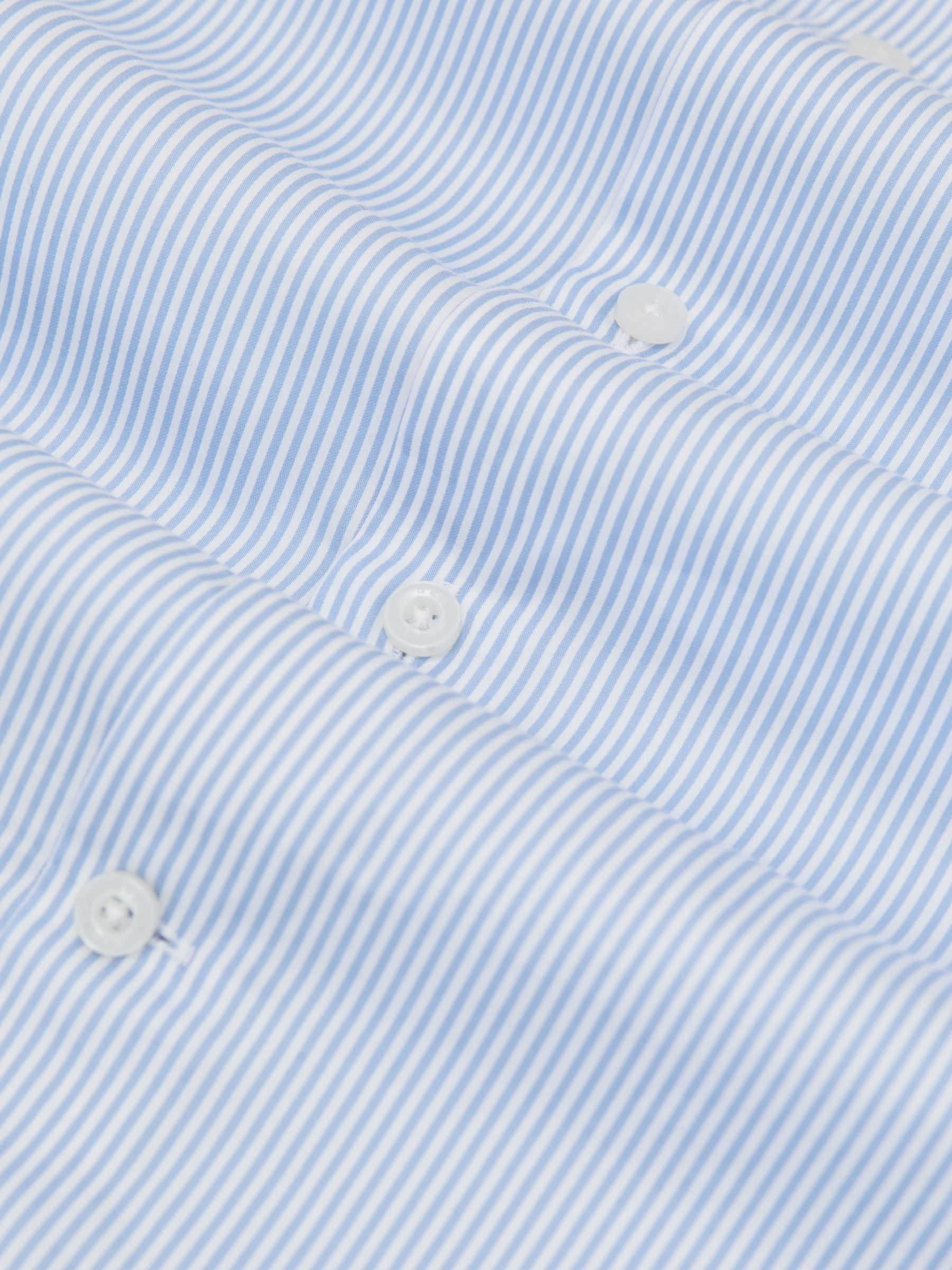 Slim Fit Cotton-Sateen Shirt in Blue Stripe