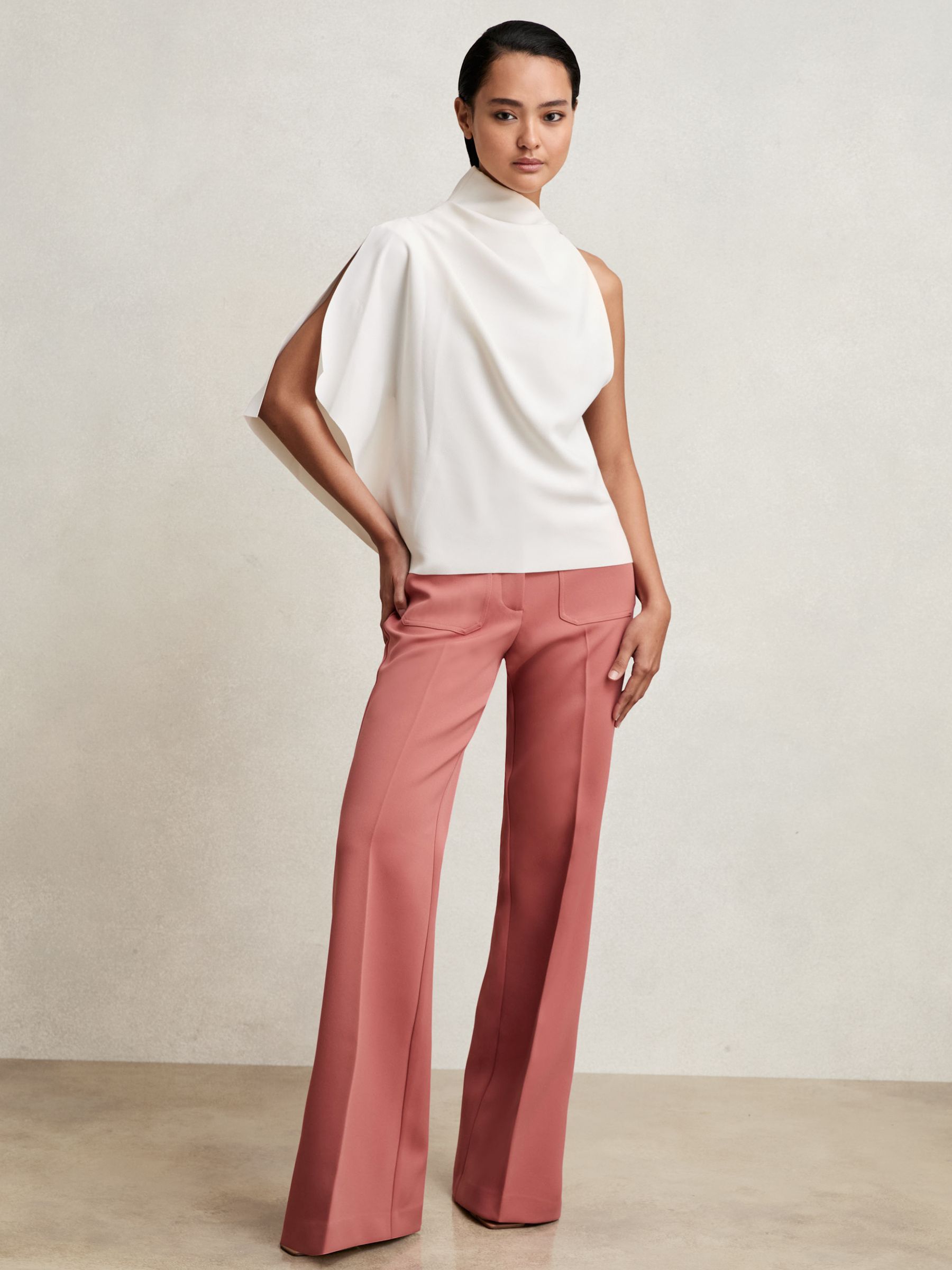 One-Shoulder Draped Top in Mink