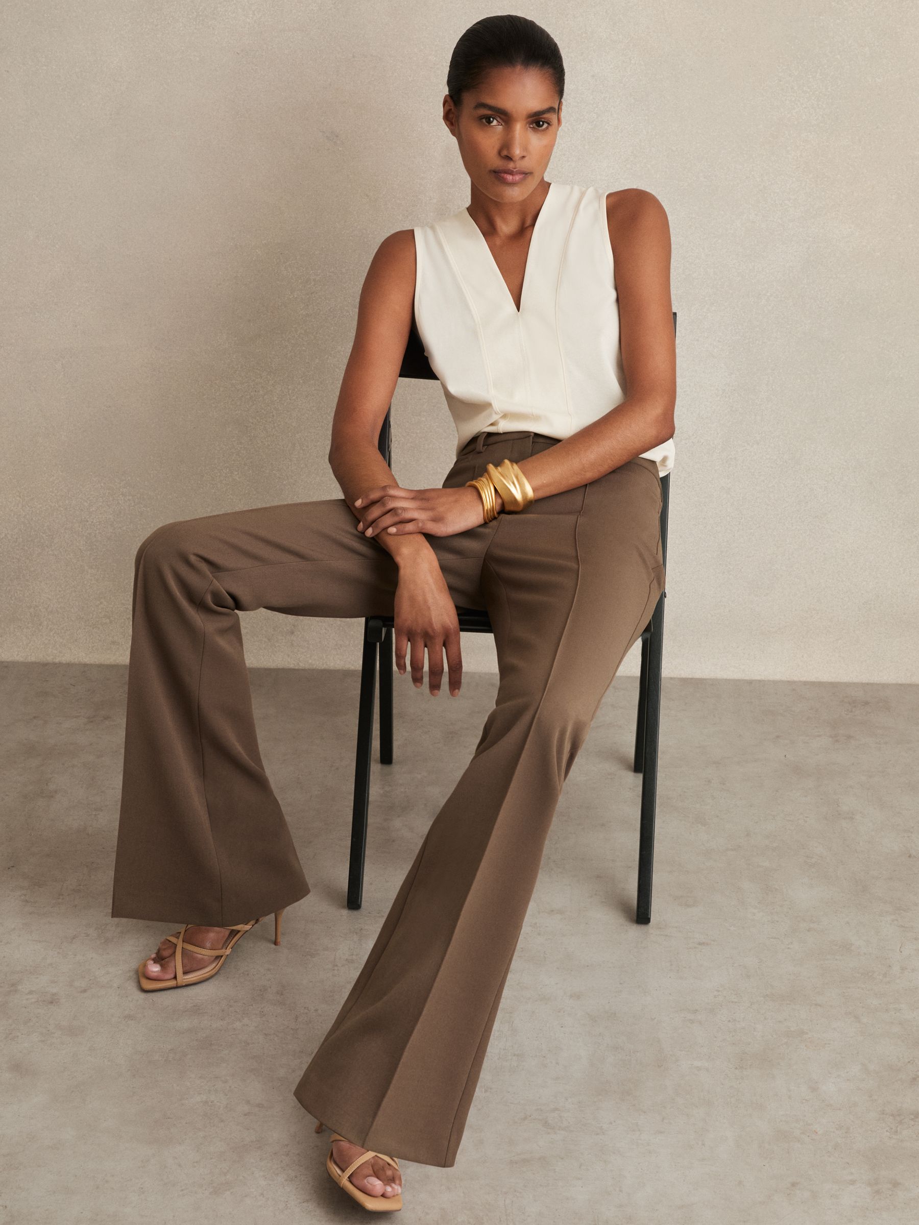 Flared Suit Trousers in Mink Neutral