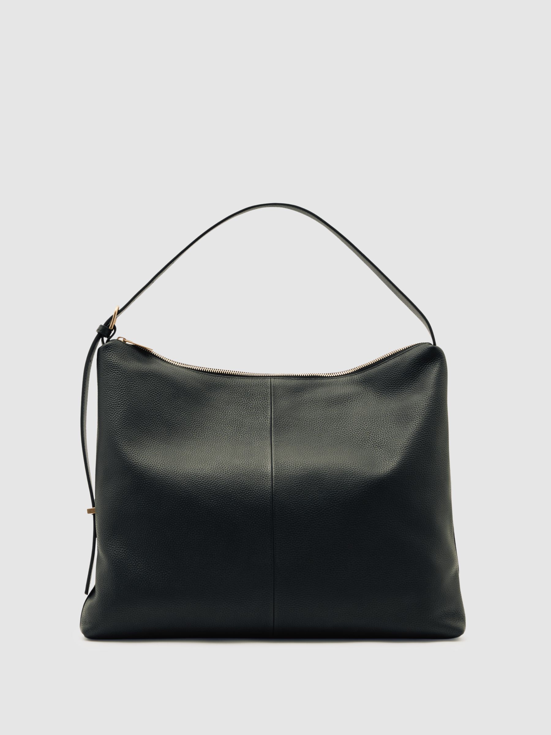 Grained Leather Tote Bag in Black
