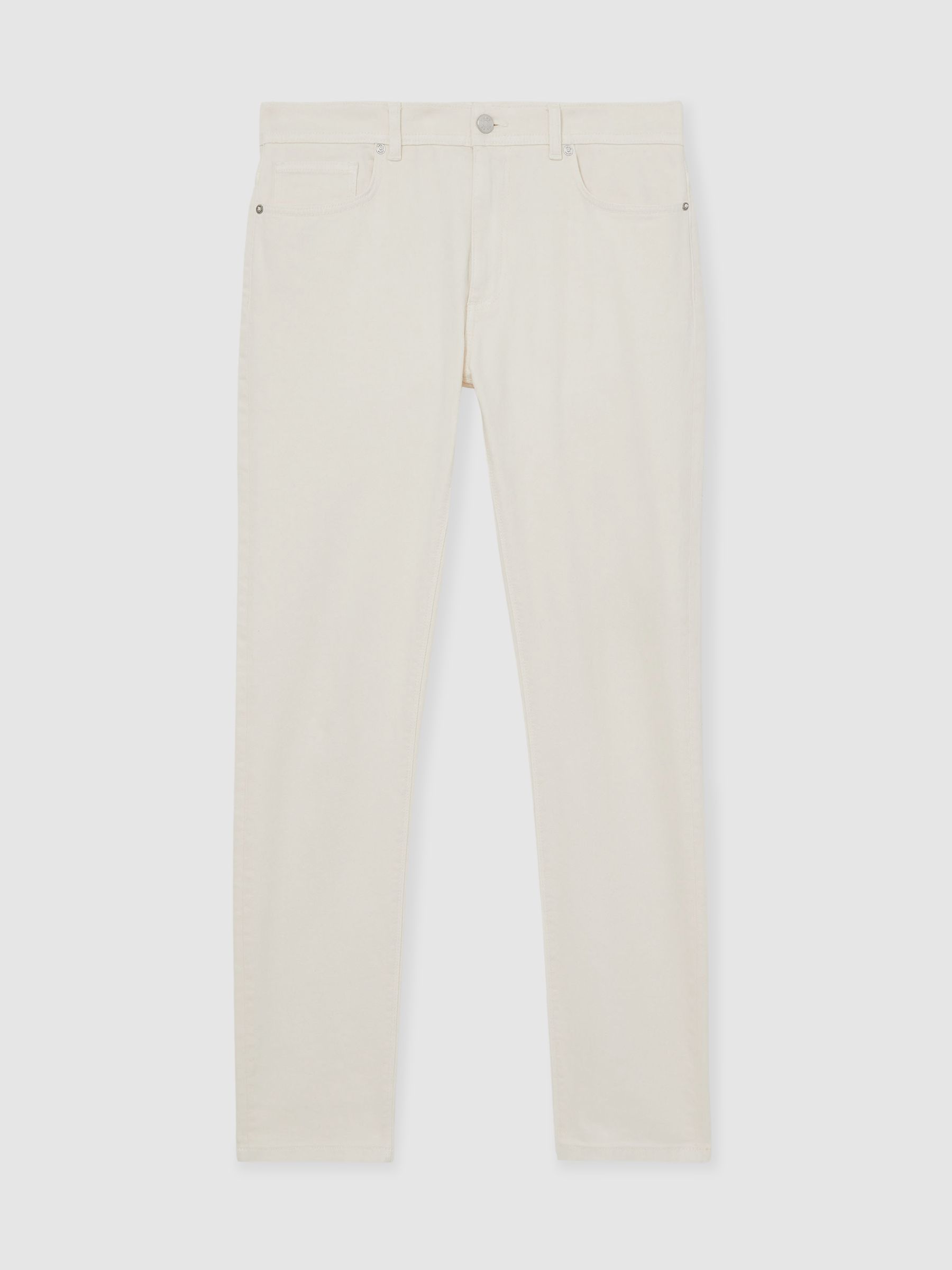 Cotton-Stretch Slim-Fit Jeans in White