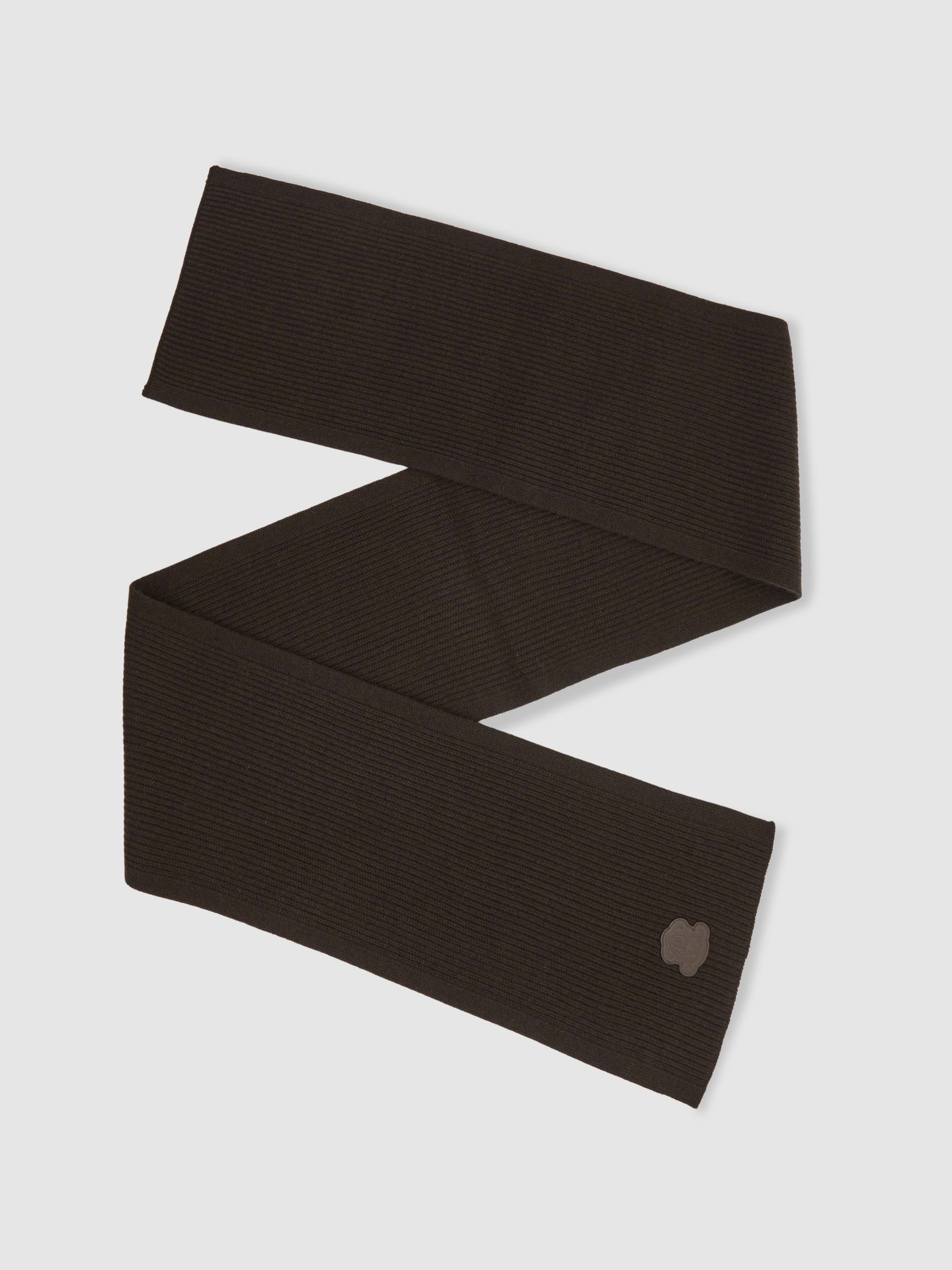 Monogram Appliqué Wool Scarf in Brown