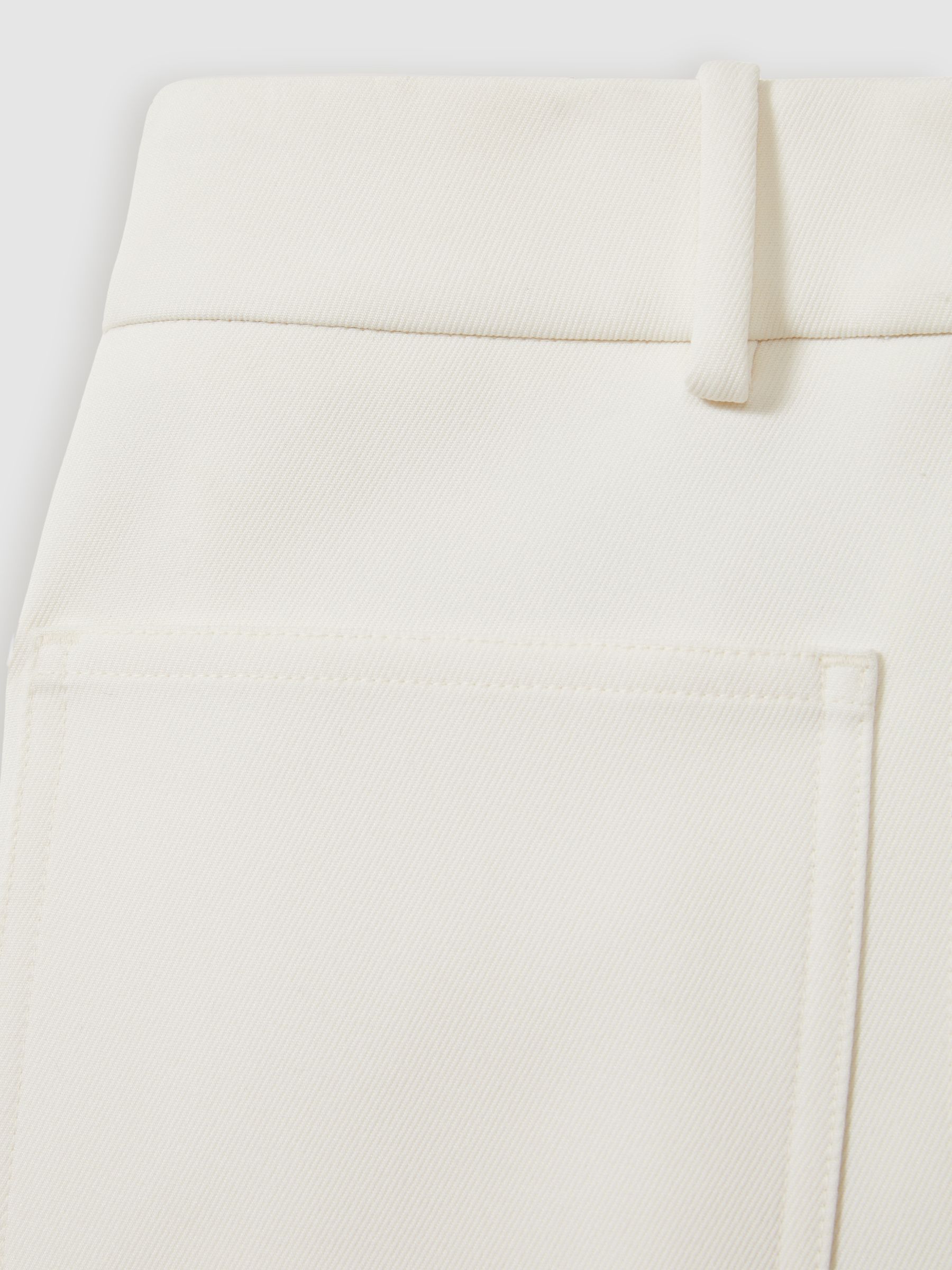 Twill Patch-Pocket Flared Trousers in Cream