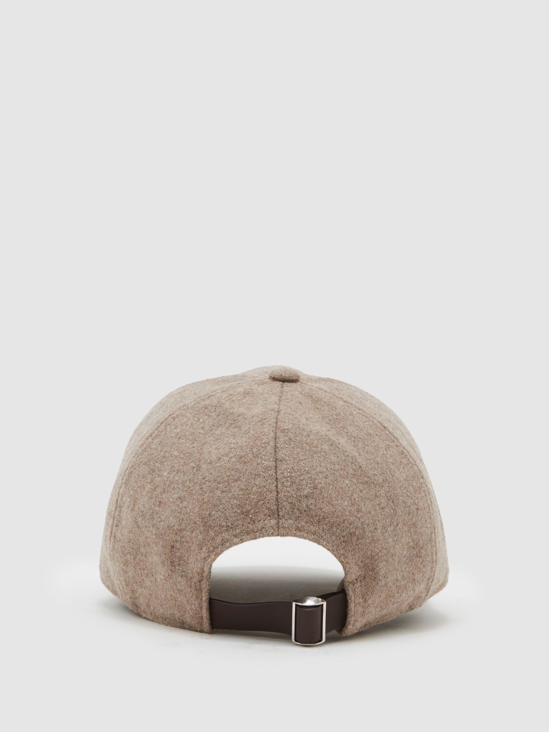 Monogram Appliqué Wool-Blend Cap in Oatmeal Brown