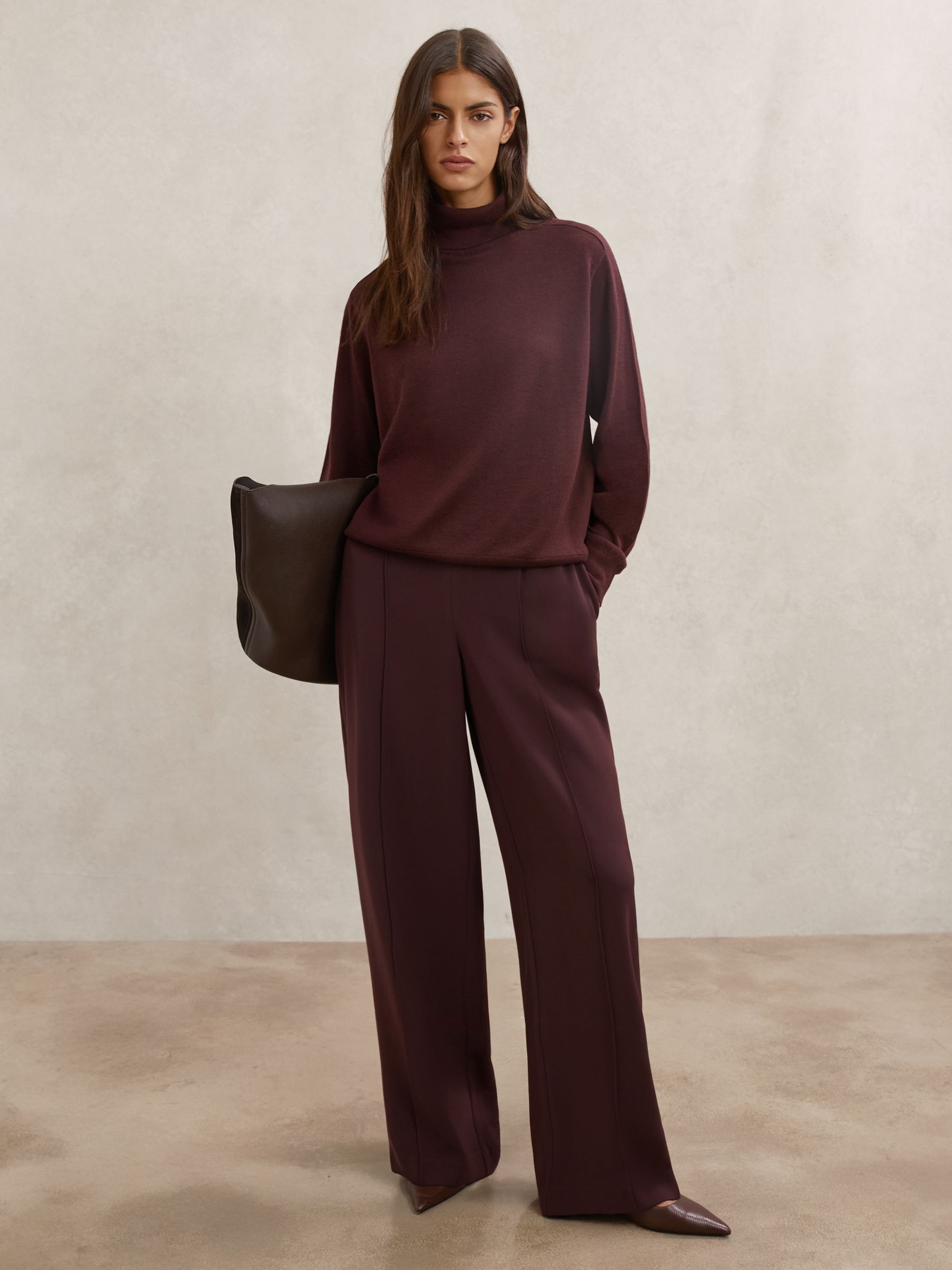 Wool Roll-Neck Jumper in Burgundy